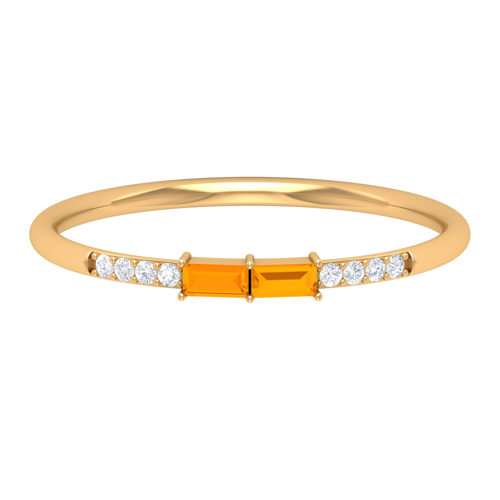 1/4 CT Orange Sapphire & Diamond Ring - 14K Solid Gold Minimalist September Birthstone Jewelry for Women - Perfect for Engagement, Anniversary & Special Occasion Gifts
