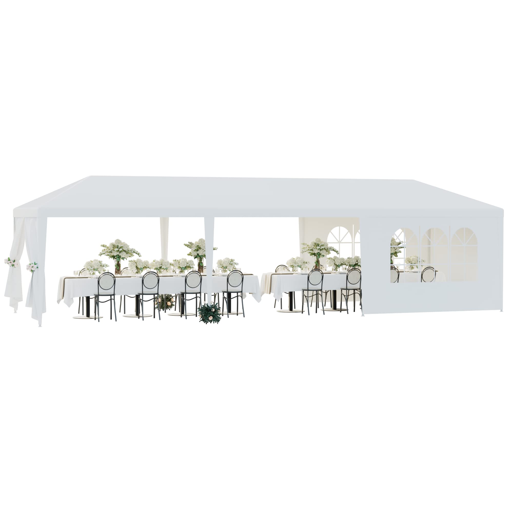 10x30 Heavy Duty Waterproof Party Tent - Outdoor Wedding Canopy with Removable Sidewalls - White Gazebo Shelter for BBQ, Events & Parties - Perfect for Backyard Gatherings, Festivals & Commercial Use