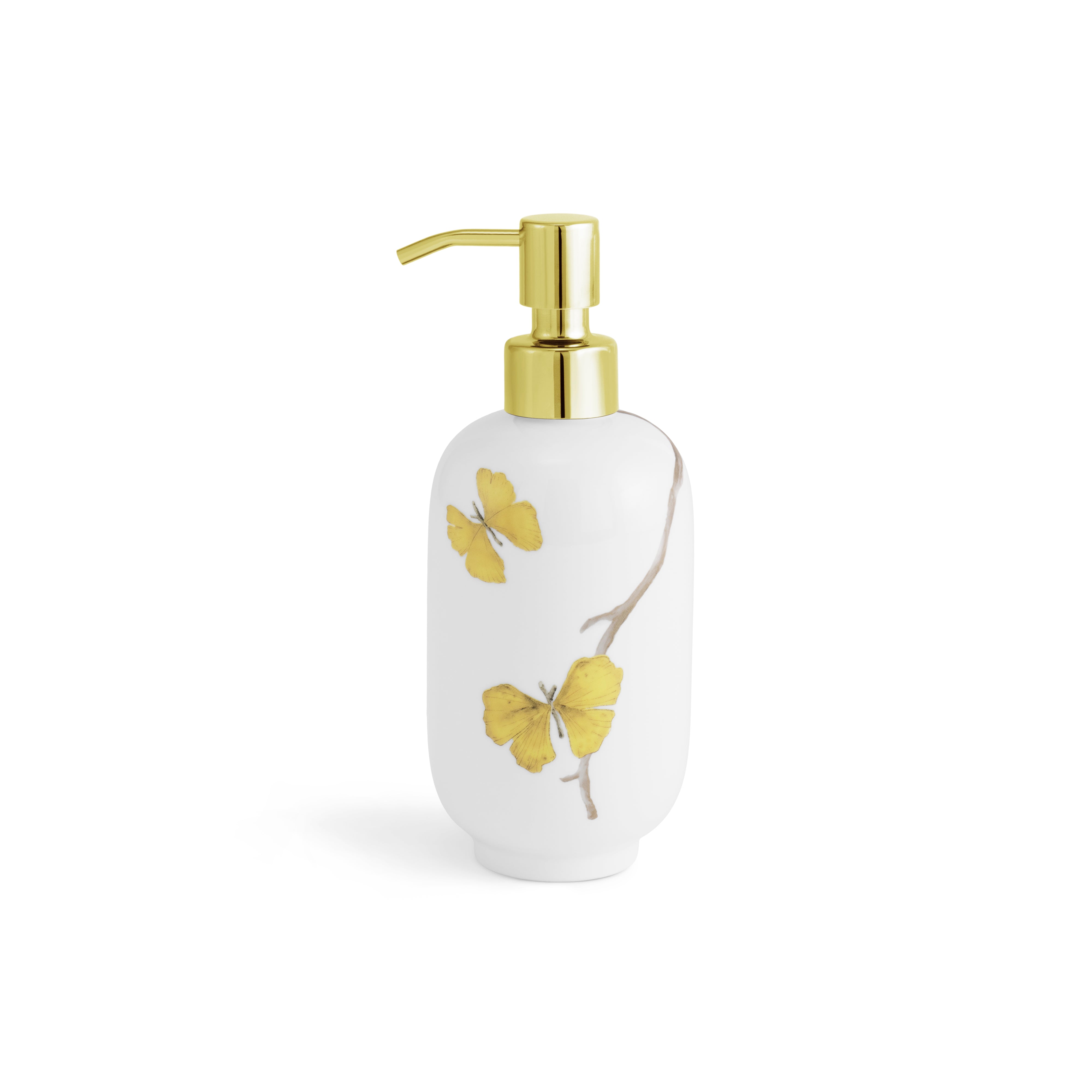 Butterfly Ginkgo Porcelain Bathroom Set - Elegant Soap Dish, Toothbrush Holder & Tumbler for Spa-Like Luxury at Home