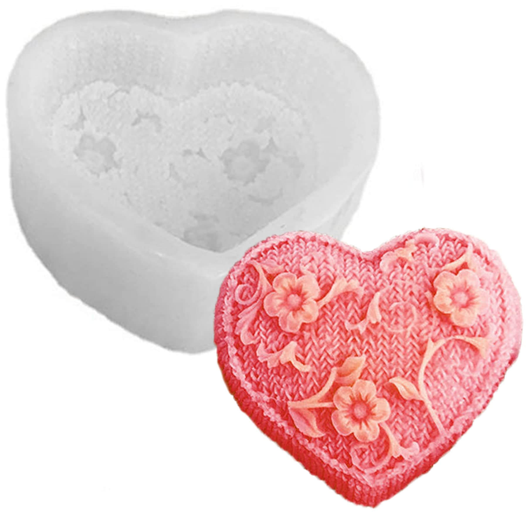 3D Heart Flowers Pattern Silicone Soap Mold - DIY Heart-Shaped Fondant, Cake, Epoxy Resin, Candle Mould for Valentine's Day, Anniversary, Birthday Party - Perfect for Handmade Gifts, Home Decor, and Craft Projects