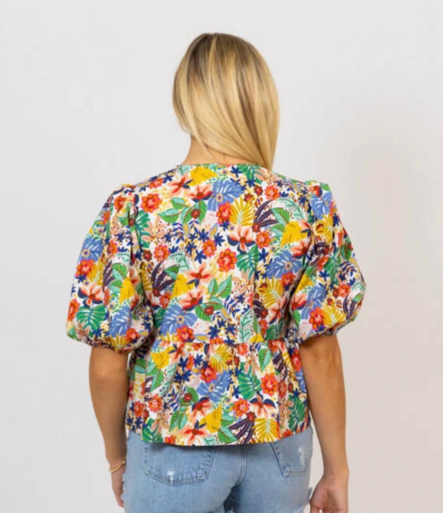 Paradise Palms Bright Knot Top for Women - Multi Color Floral Print Summer Blouse - Perfect for Beach Vacation, Pool Party & Casual Outings