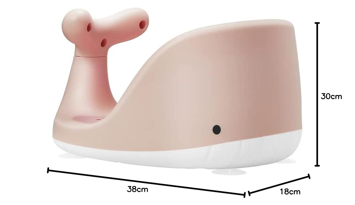 Whale-Shaped Baby Bath Seat with 4 Secure Suction Cups - Safe & Comfortable Bath Chair for Infants 6-36 Months (Pink) | Perfect for Newborns, Toddlers & Kids in Bathtub or Shower