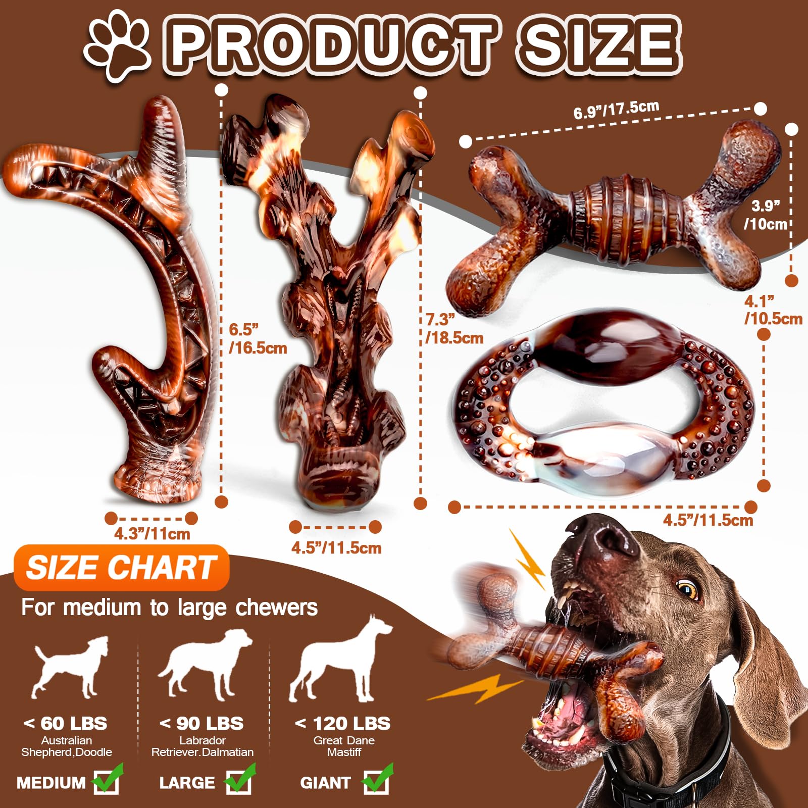 Durable 4-Pack Dog Chew Toys for Aggressive Chewers - Long-Lasting Heavy Duty Chew Bones for Medium Dogs, Teeth Cleaning & Boredom Relief - Perfect for Indoor Play, Crate Training & Outdoor Adventures