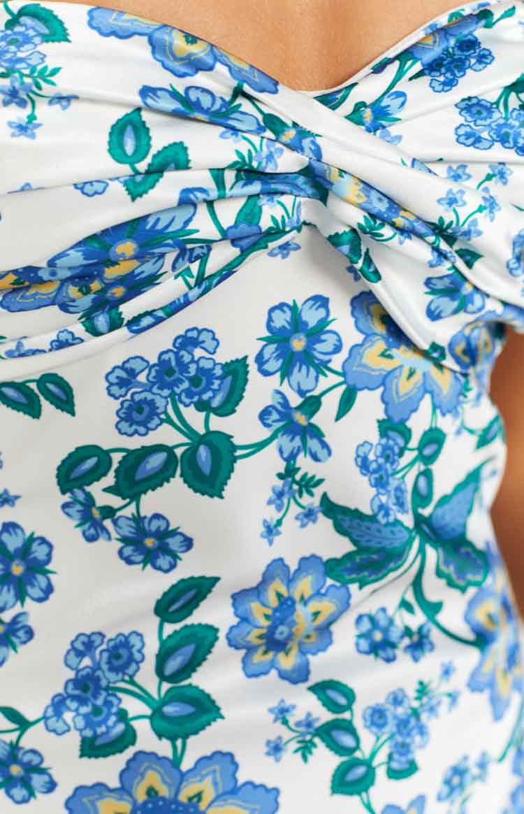 Elegant Ashley Blue Floral Maxi Dress for Women | Formal Evening Gown for Weddings, Parties & Special Occasions