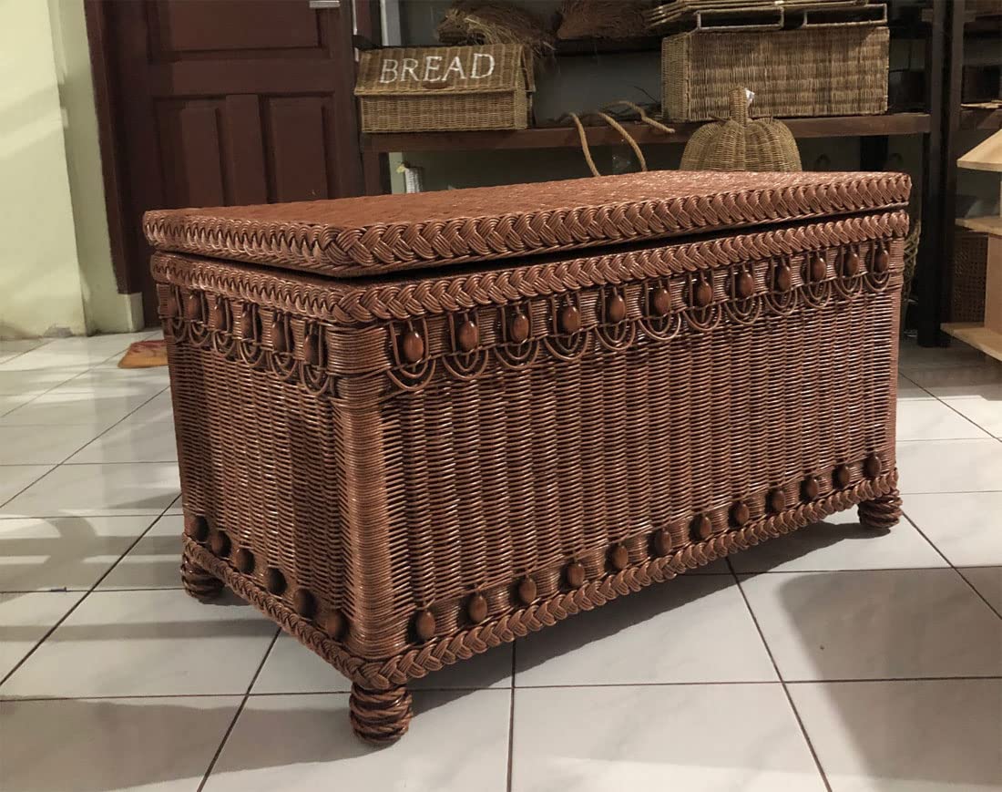 Rustic Wicker Storage Trunk with Wood Lining - 37.5