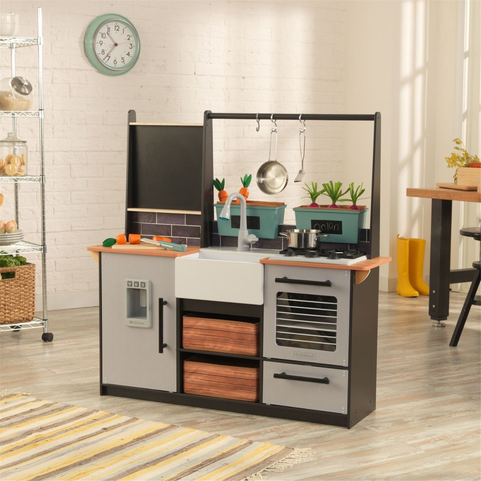 KidKraft Farm to Table Play Kitchen Toy - Wooden Pretend Play Set for Kids with Easy Assembly | Perfect for Imaginative Play, Role-Playing & Early Learning at Home or Preschool