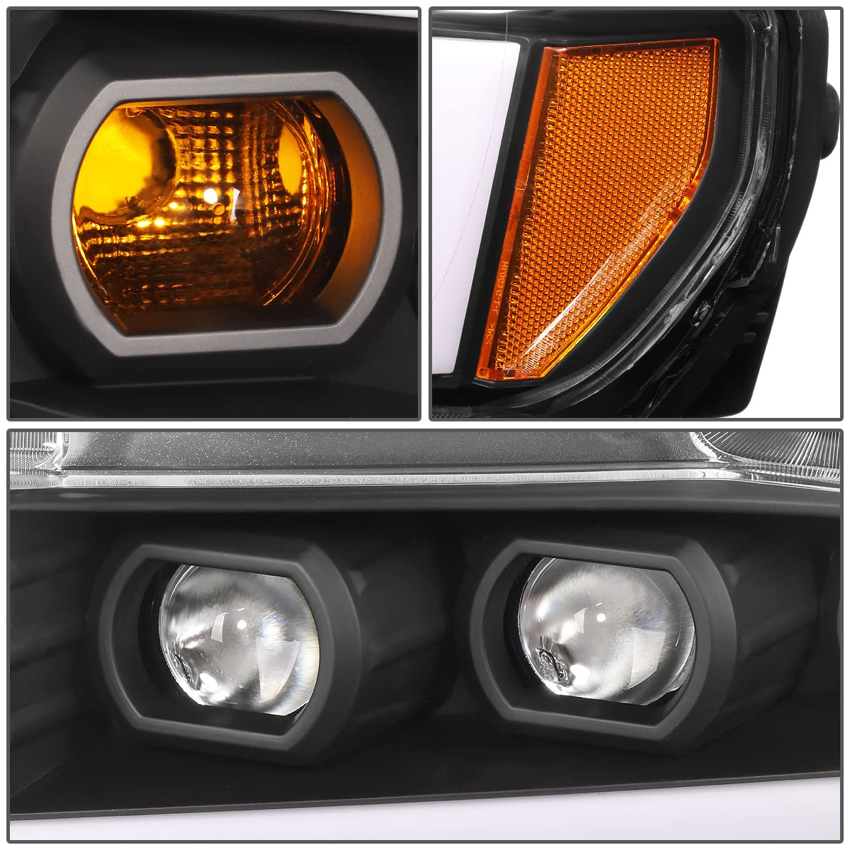 DNA MOTORING LED Light Bar Headlights for 19-22 Silverado 1500 - Black/Amber for Off-Road & Night Driving