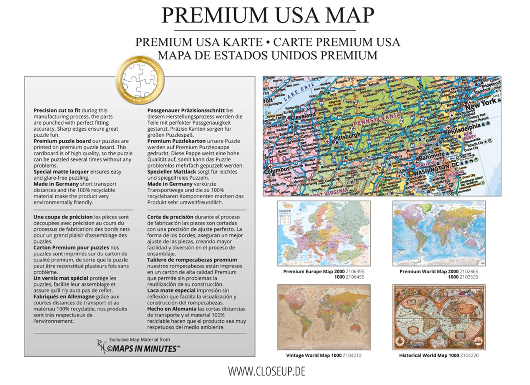2000 Piece USA Map Jigsaw Puzzle - Detailed United States of America Geography Puzzle for Adults & Teens | Perfect for Family Game Night, Educational Learning & Home Decor