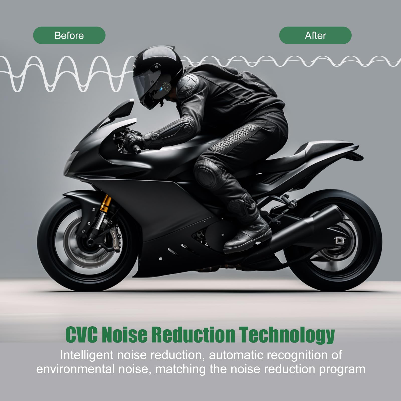 EJEAS Q8 Mesh 3.0 Motorcycle Bluetooth Intercom Headset - 6-Way Full Duplex Communication, Bluetooth 5.1 with CVC Noise Cancellation & Music Sharing (2 Pack) - Perfect for Group Riding, Adventure Tours & Road Trips