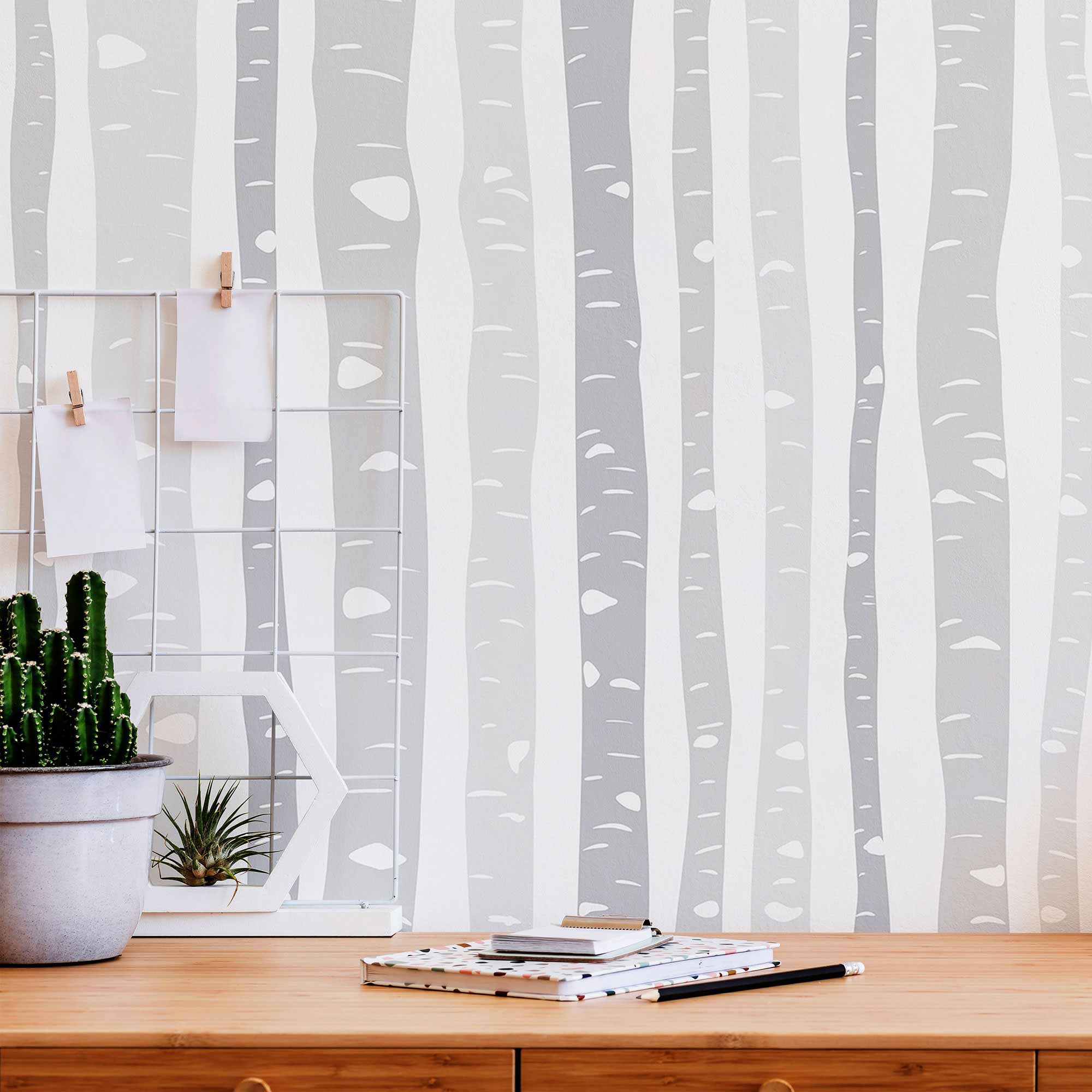 Grey Branches Peel and Stick Removable Wallpaper 8915 - Self-Adhesive Decorative Wall Covering for Bedroom, Living Room & Office Decor