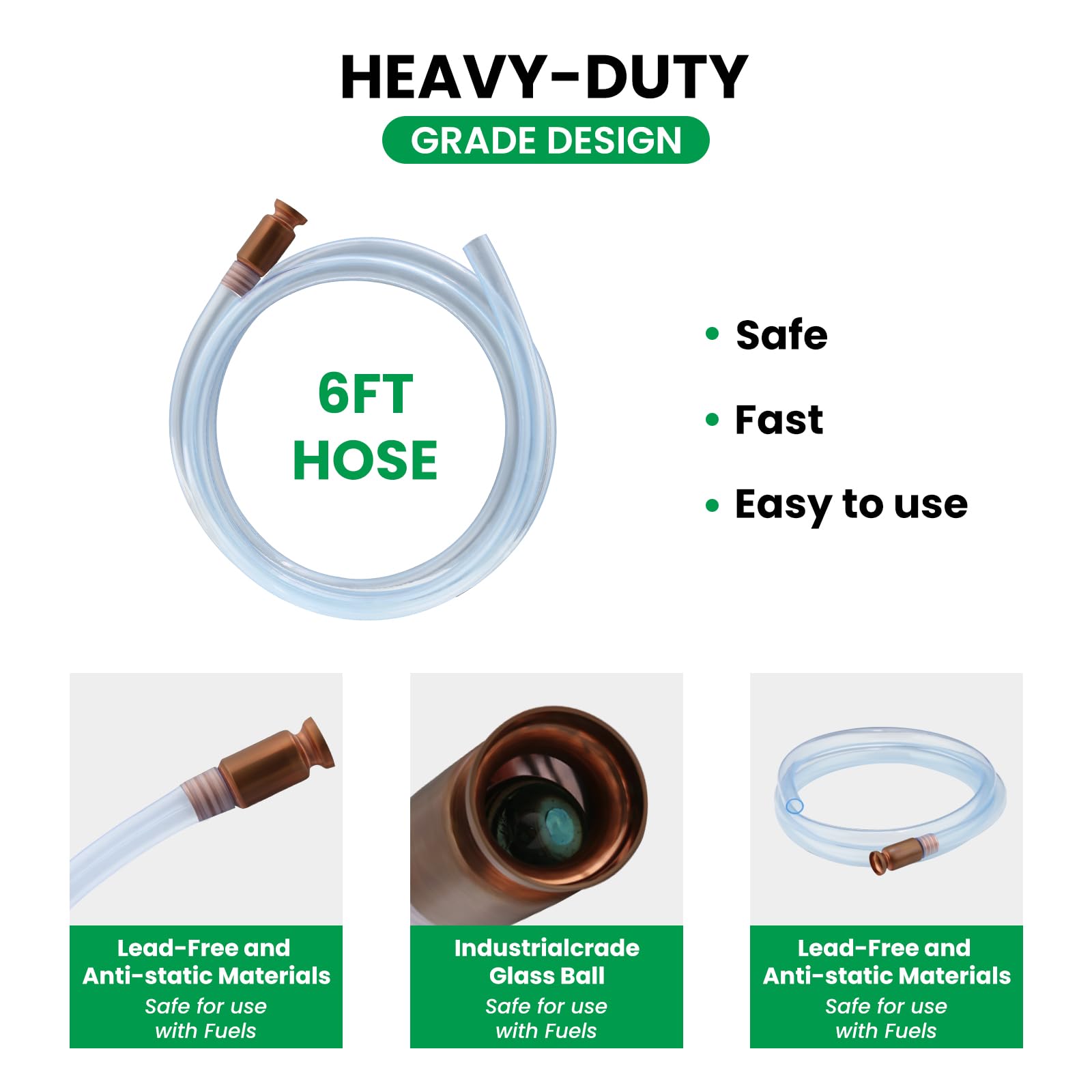 Watflow 6FT Gas Siphon Hose Pump - 1/2