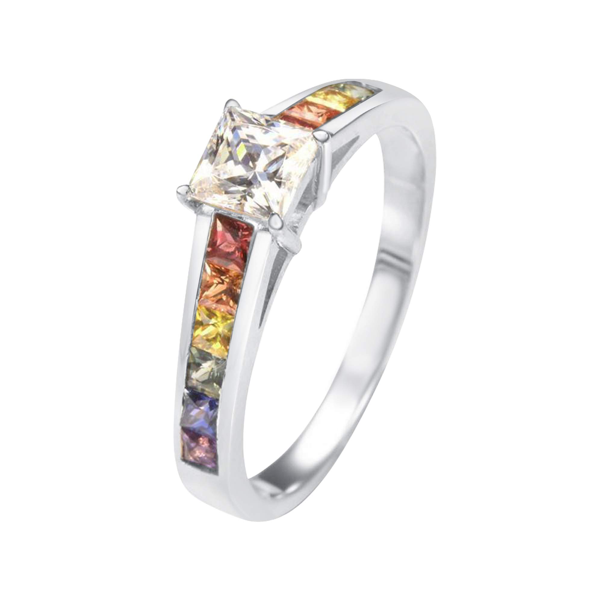 Equalli LGBT Rainbow Pride Collection - Sterling Silver Rainbow Sapphire Rings for Gay, Lesbian & LGBTQ+ Community | Perfect for Pride Month, Weddings & Everyday Wear