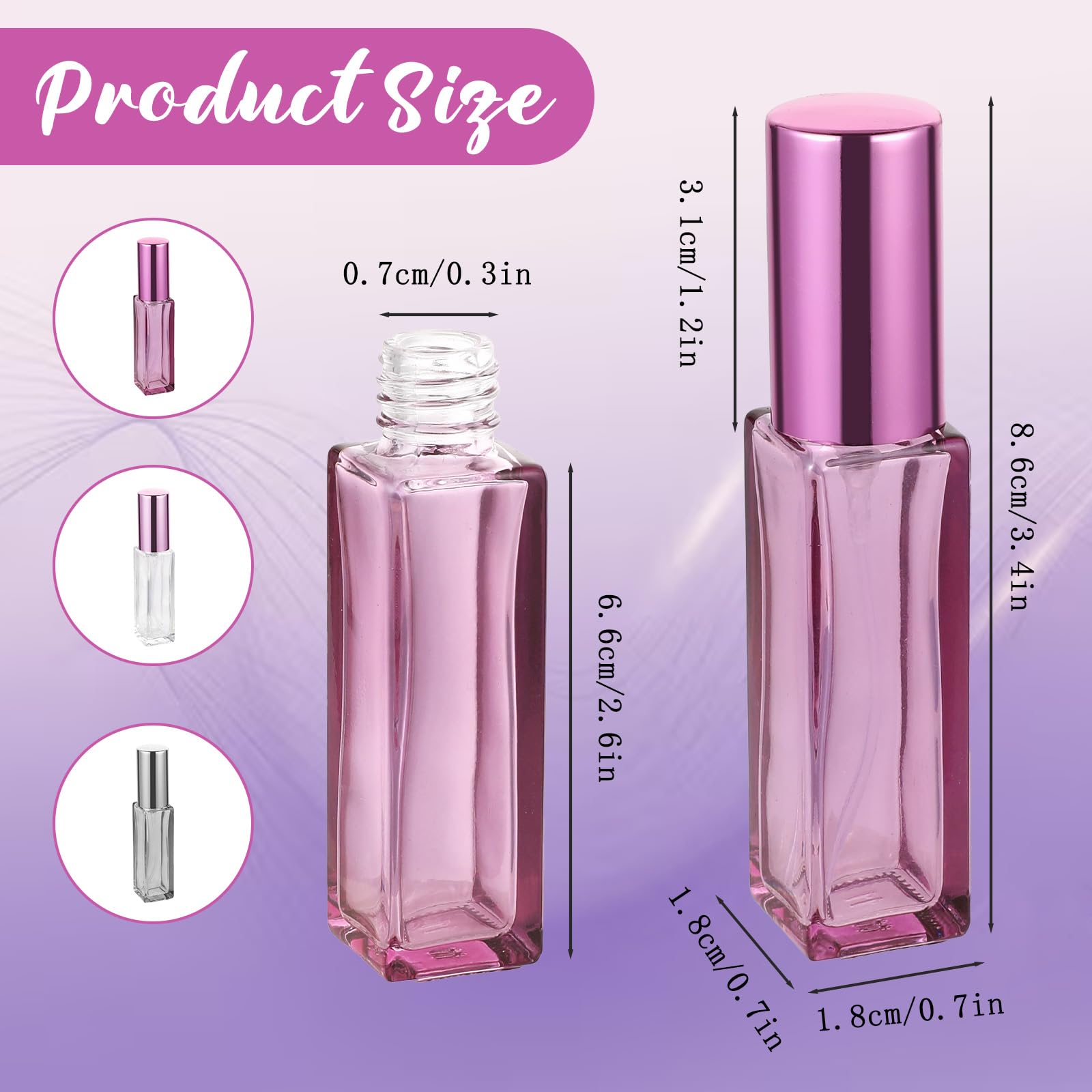 3 Pack 10ML Refillable Glass Perfume Bottles - Travel Size Mini Atomizer Sprayer for Essential Oils, Fragrances & Toiletries - Portable Leak Proof Container for Hair Styling, Gym Bag, Purse & Vacation Travel Accessories