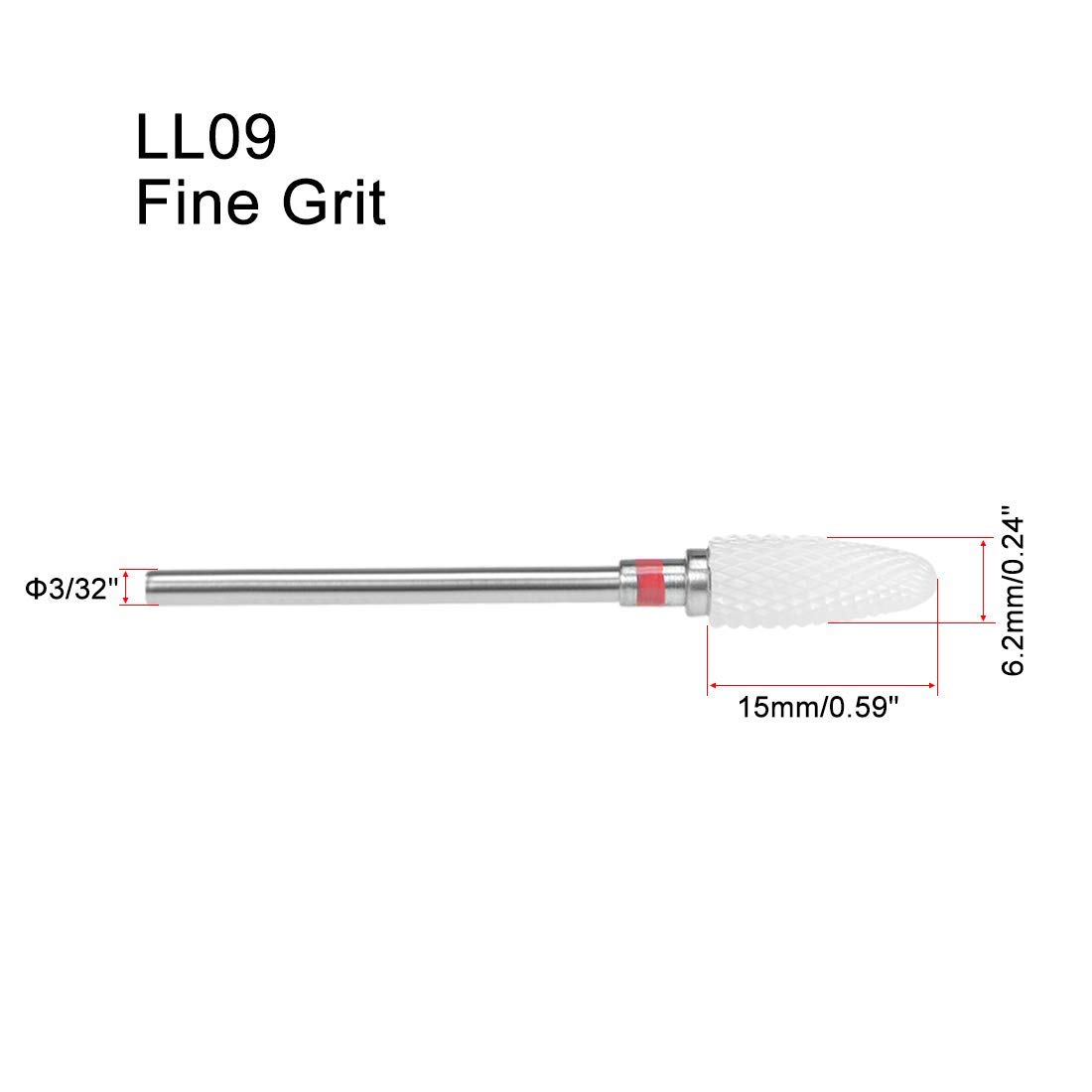 2pcs Professional Ceramic Nail Drill Bits 3/32 Inch (Fine Grit) - Manicure & Pedicure Tools for Salon & Home Use - Perfect for Nail Art, Acrylics & Gel Polish Removal