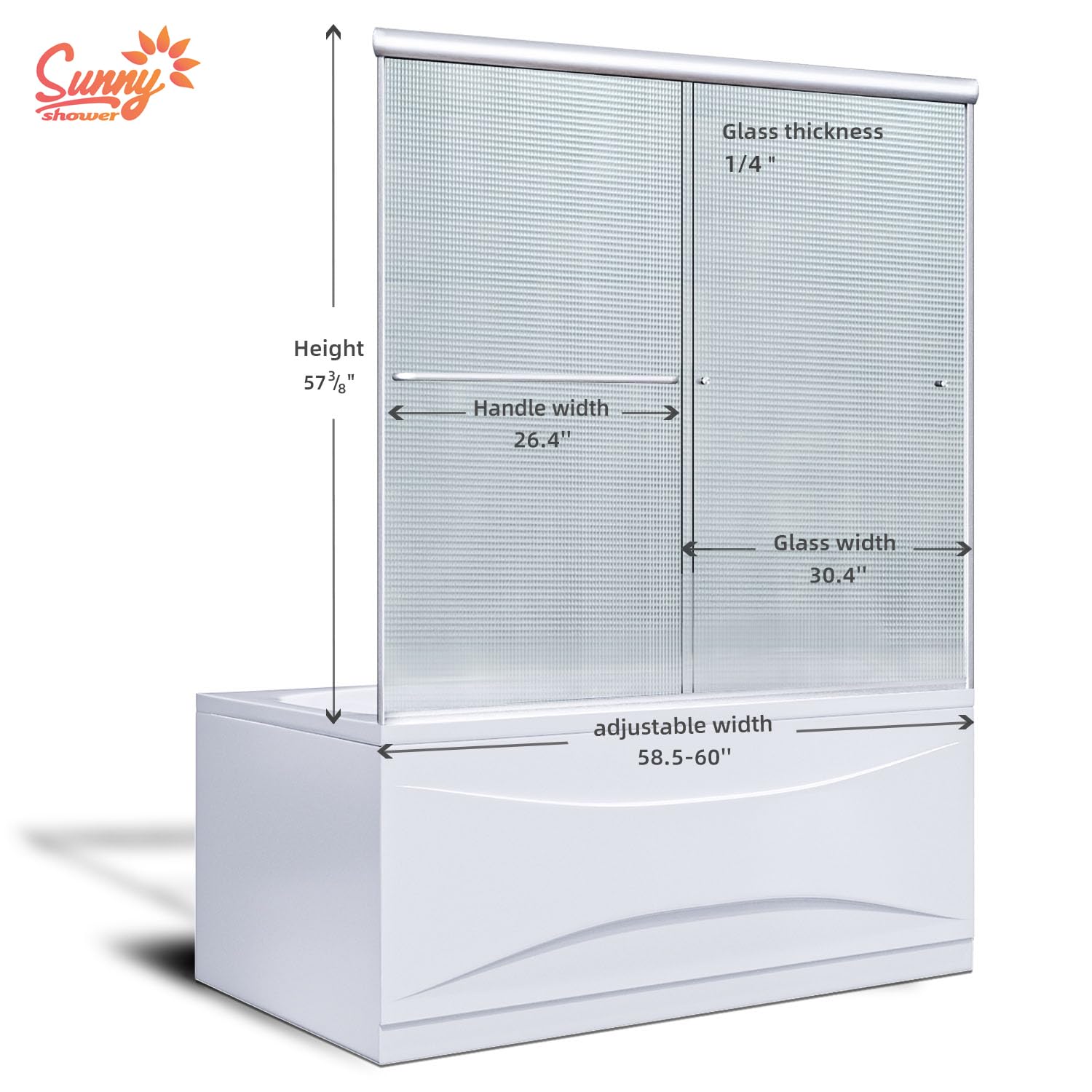 Frosted Glass Double Sliding Shower Door - 60
