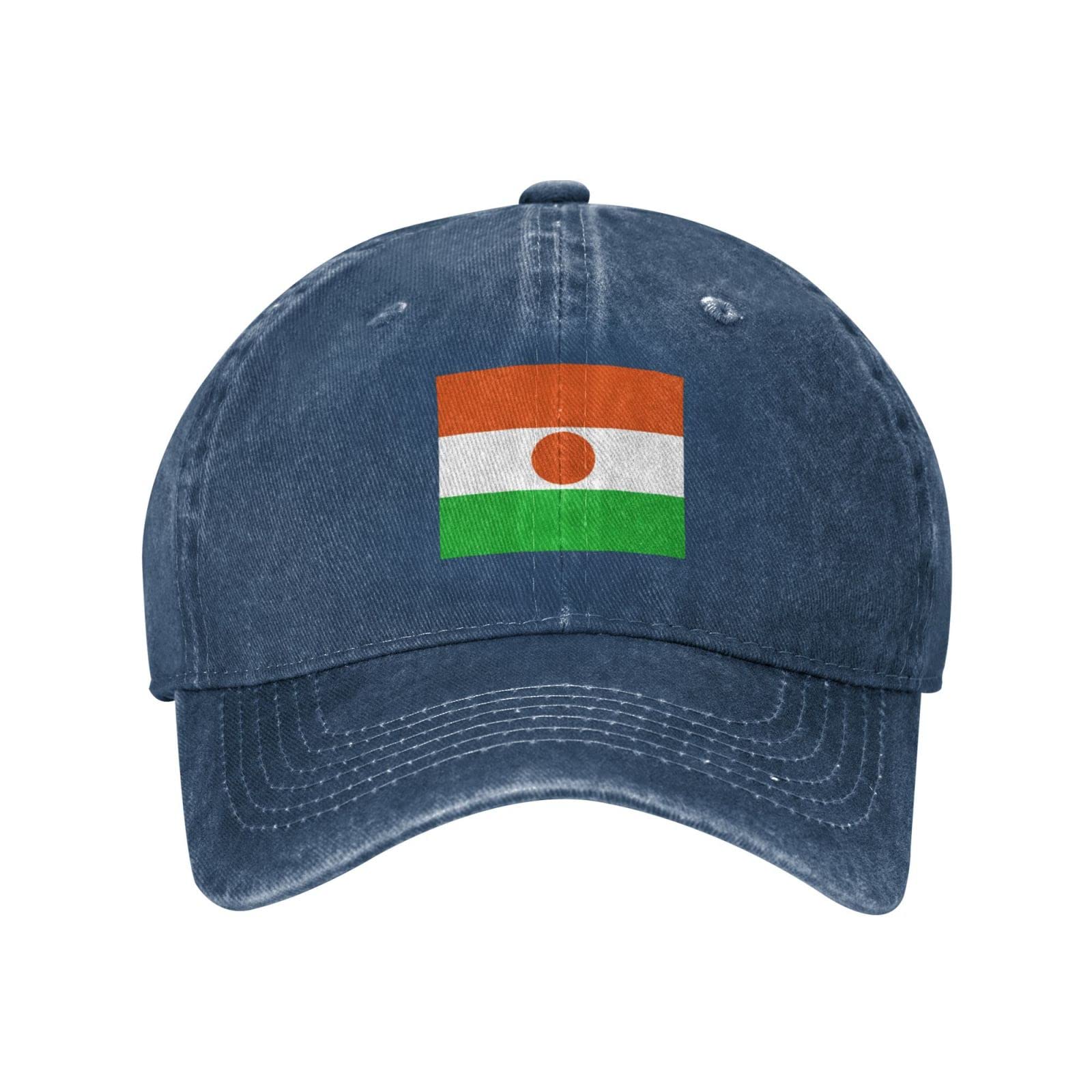 YOODER Niger Flag Denim Trucker Hat - Adjustable Baseball Cap for Men & Women - Black - Perfect for Outdoor Activities, Sports & Casual Wear