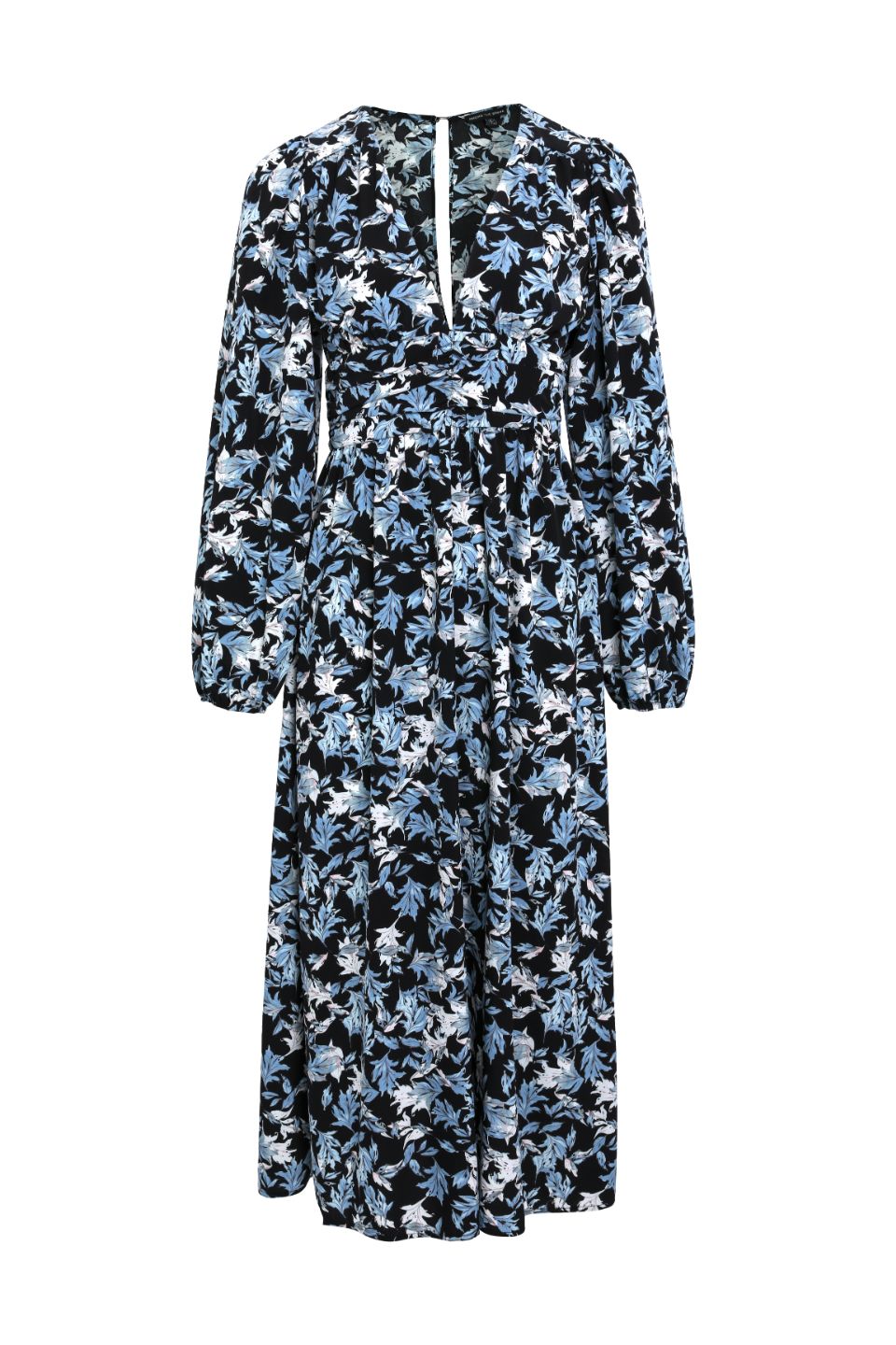 Better Than Ever Large Blue Floral Puff Sleeve Tiered Maxi Dress - Elegant Boho Summer Dress for Women, Perfect for Beach Vacations, Weddings & Date Nights