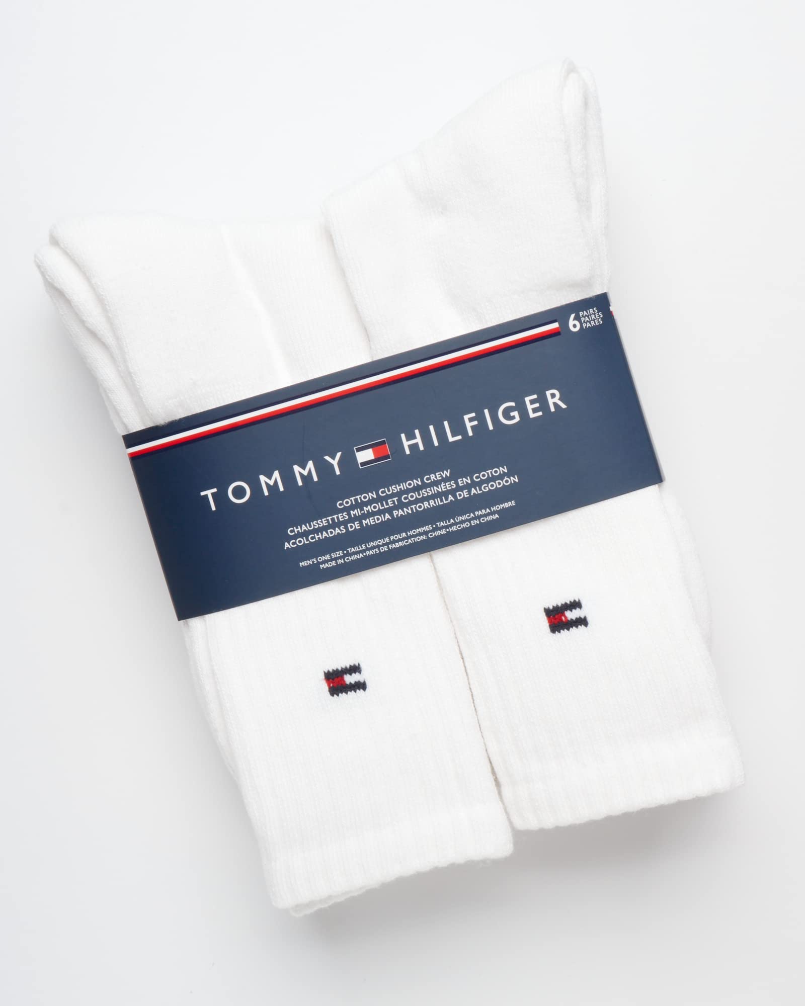 Tommy Hilfiger Men's Performance Cushion Crew Socks 6-Pack - Breathable Athletic Socks for Men Size 7-12 - Gym, Running & Everyday Comfort Wear