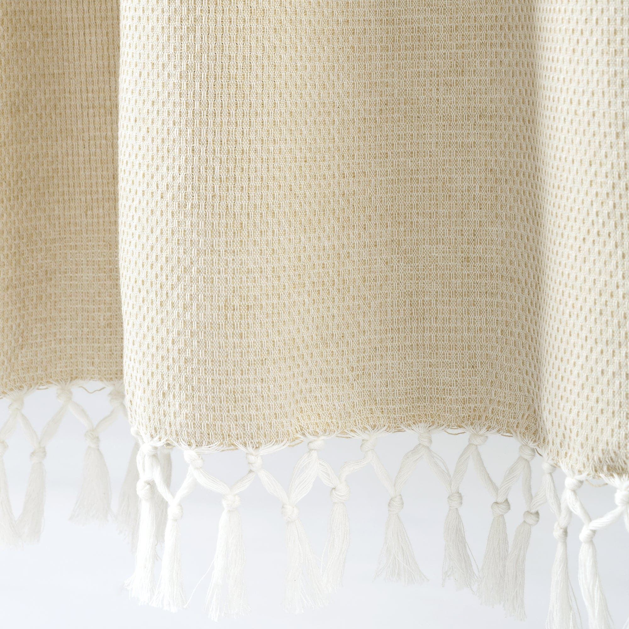 Tucker Stripe Yarn Dyed Knotted Tassel Window Curtain Panel Set - Elegant Home Decor for Living Room, Bedroom & Dining Room