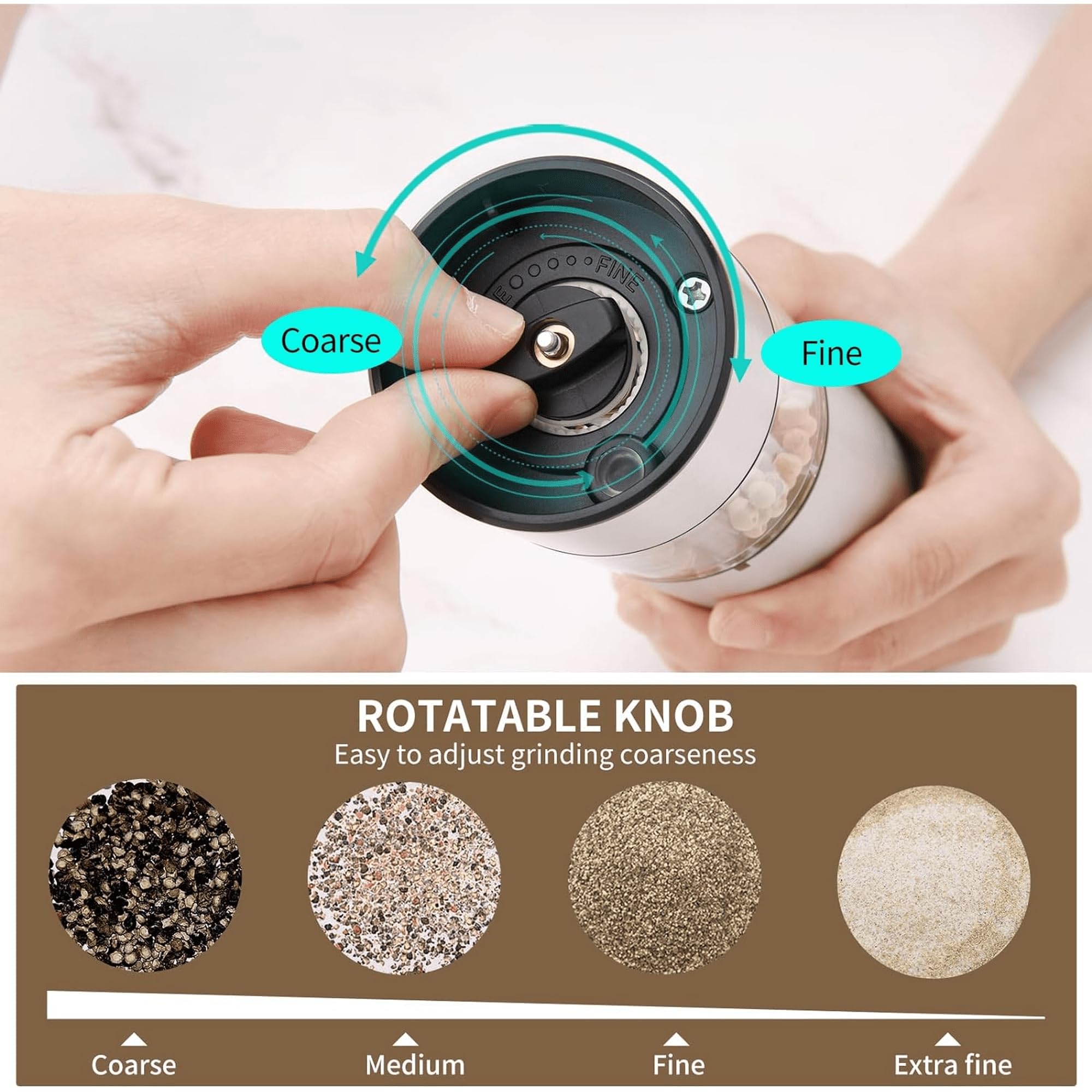 Premium Electric Salt and Pepper Grinder Set - USB-C Rechargeable Stainless Steel Mill with Adjustable Coarseness, Large Capacity & LED Light - 2 Pack with Tray Base - Perfect for Kitchen, Dining Table & Outdoor BBQ