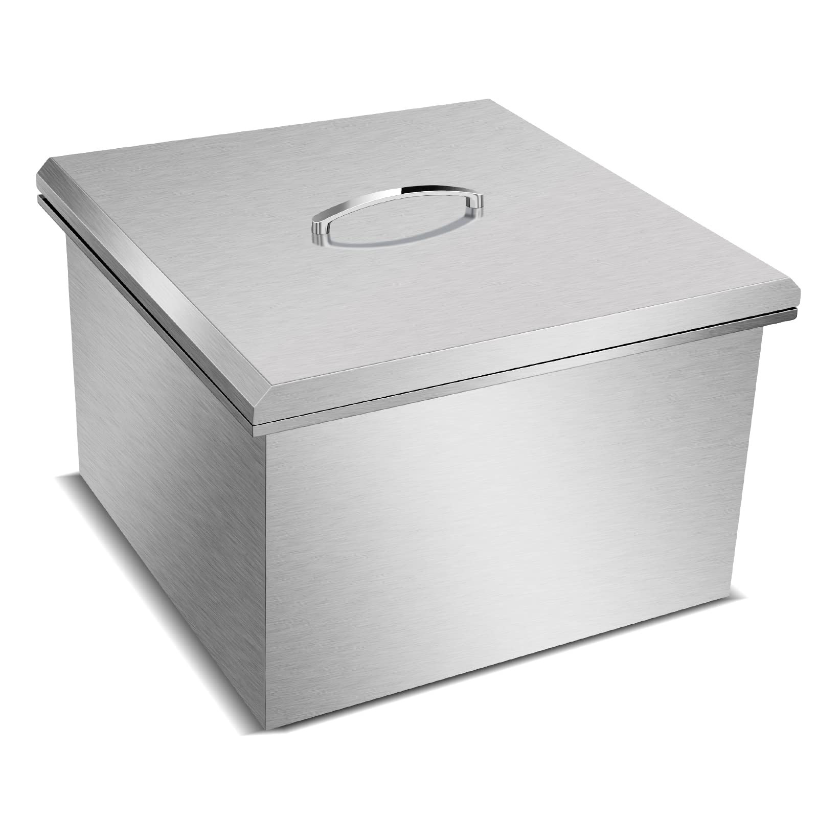 Premium Stainless Steel Drop-in Ice Chest Cooler - 20.5L x 20.5W x 13H Inches with Removable Cover, Drain Pipe & Plug - Perfect for Chilling Wine, Beer & Beverages at Parties, BBQs & Outdoor Events