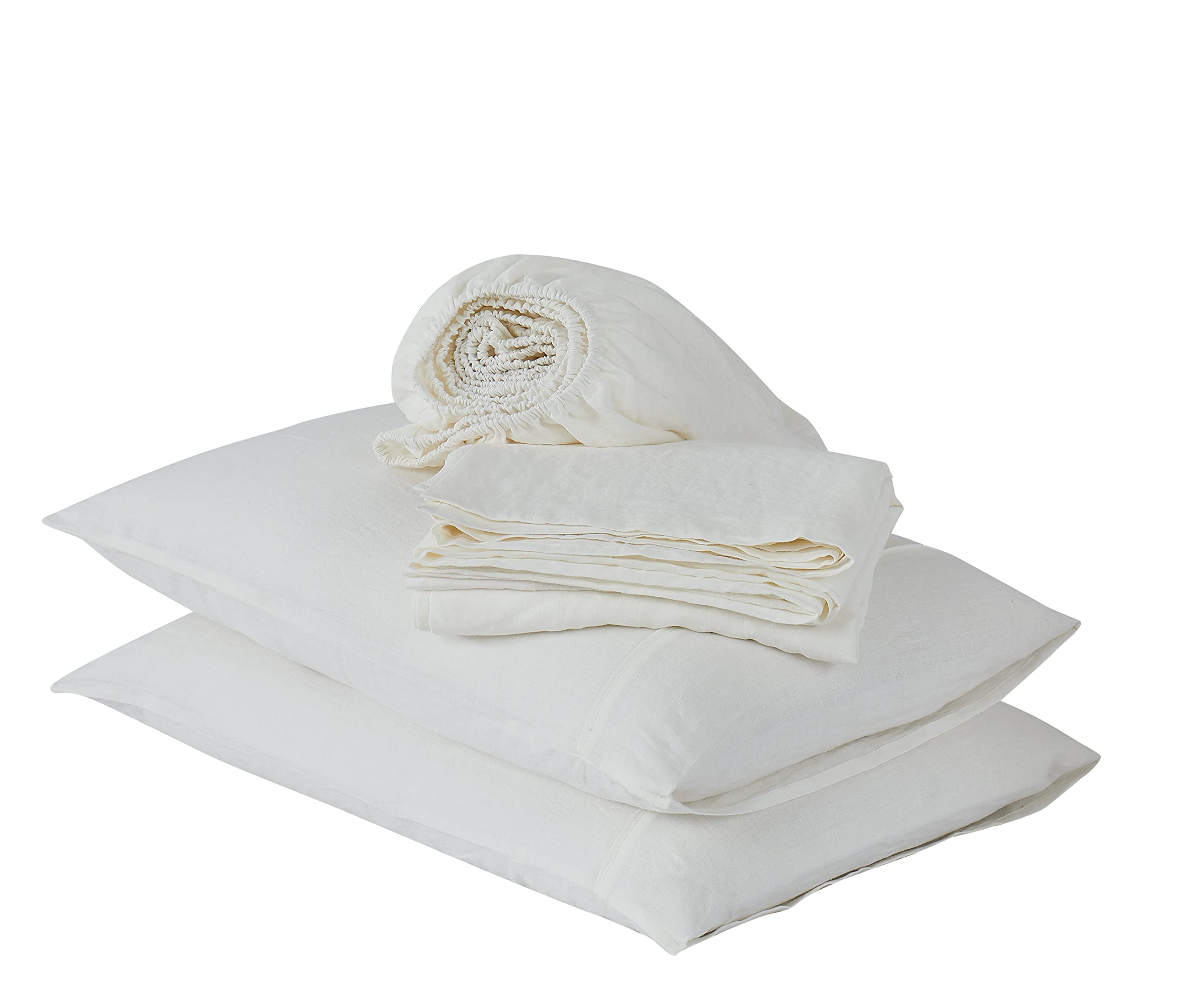 Premium 100% French Flax Linen Sheet Set - Queen Size, Stone Washed, 16