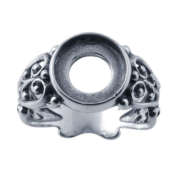 10mm Sterling Silver Filigree Round Cabochon Ring Mounting - Size 7 to 8 - Blank Cab Setting for Jewelry Making & DIY Crafts - Perfect for Gemstones, Birthstones & Handmade Rings