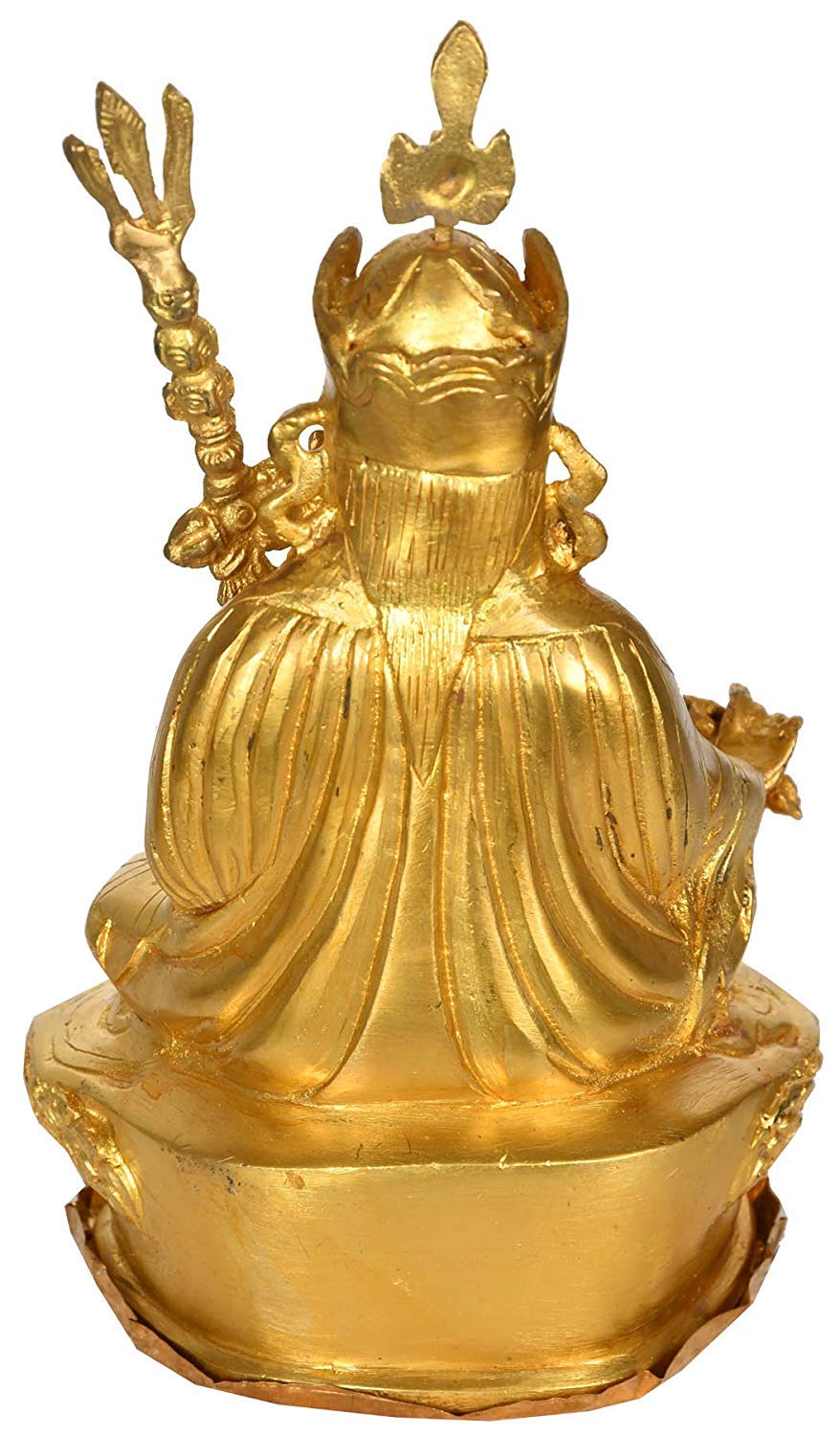 Authentic Tibetan Buddhist Brass Statue - Pink Lotus Guru Padmasambhava Deity for Meditation Altar & Spiritual Home Decor