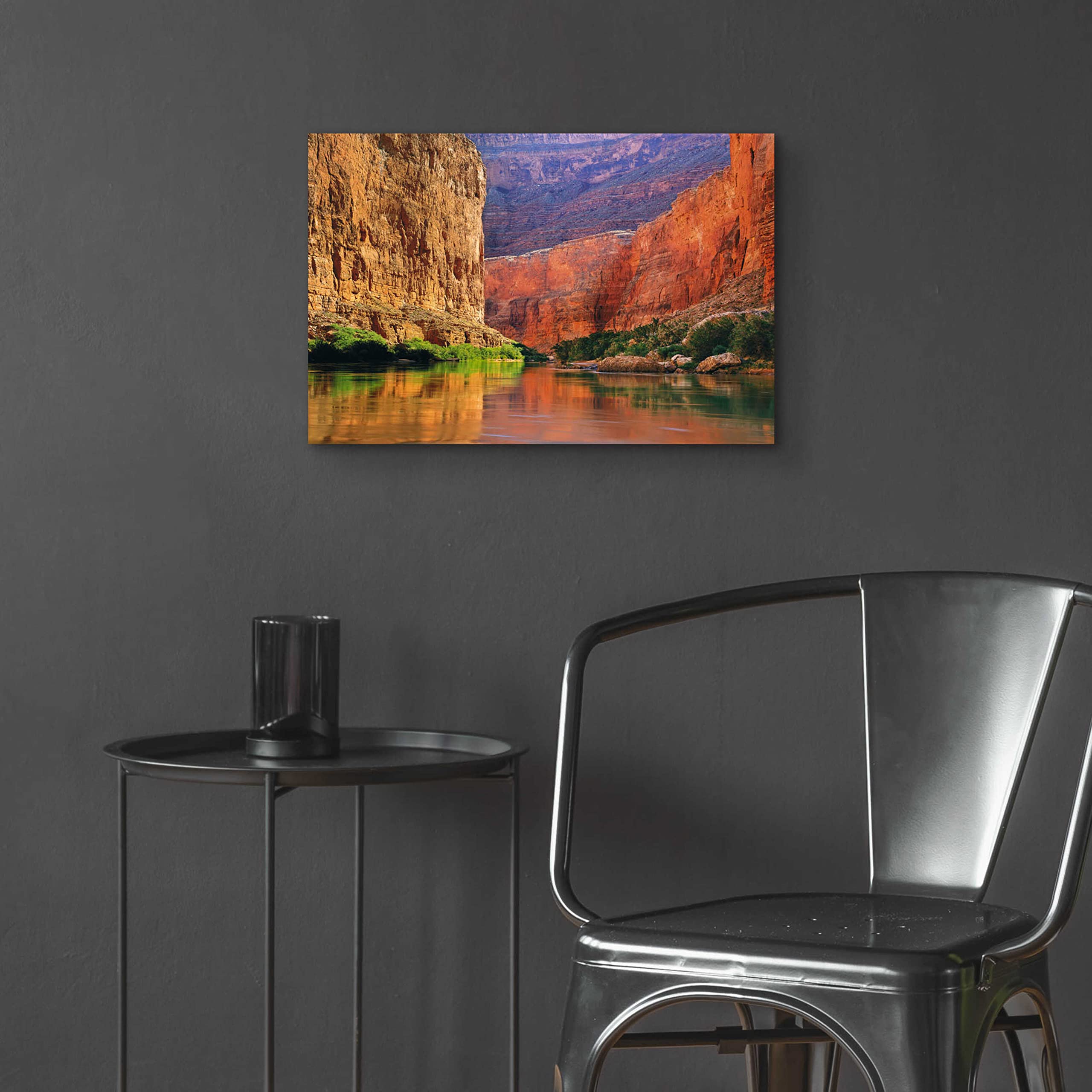Epic 'Red Wall Gorge' Acrylic Glass Wall Art by John Gavrilis - 24x16 Inches Modern Abstract Painting for Living Room, Bedroom & Office Decor