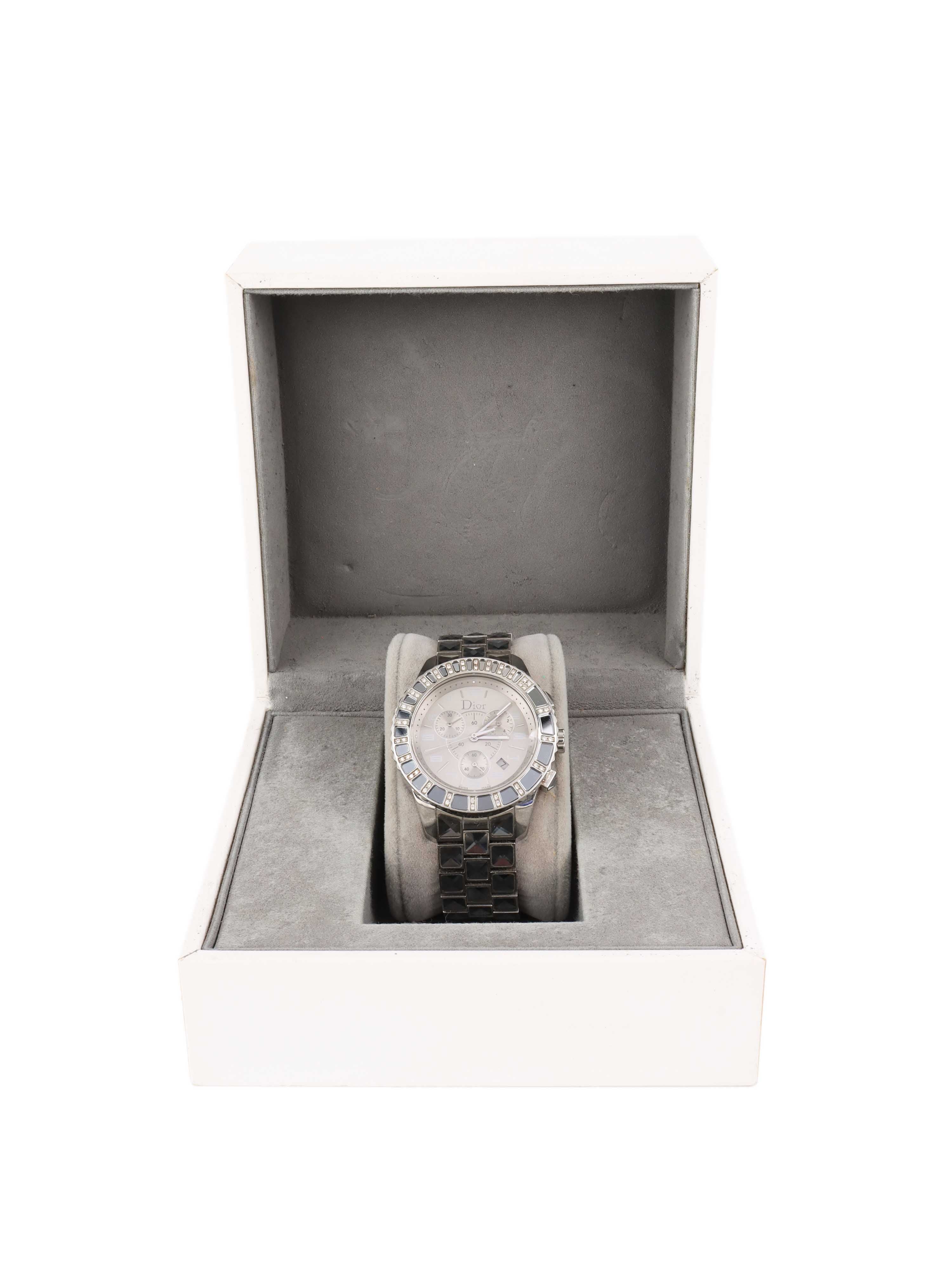 Dior Christal Silver Sapphire Watch for Women | Luxury Fashion Timepiece | Perfect for Gifts, Parties & Special Occasions