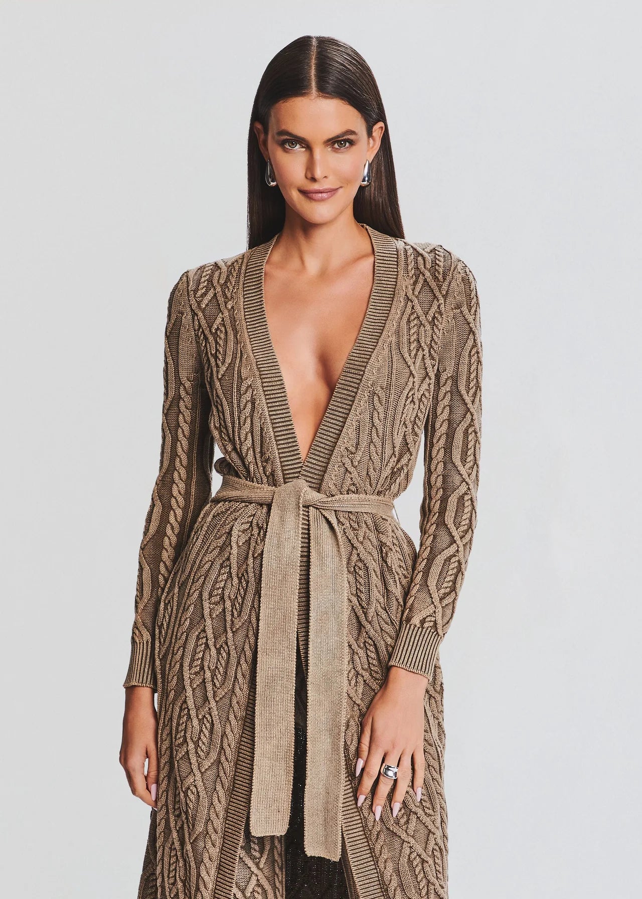 Adaline Cable Knit Cardigan for Women - Soft & Cozy Tan Sweater - Perfect for Fall & Winter Outfits, Office Wear & Casual Dates