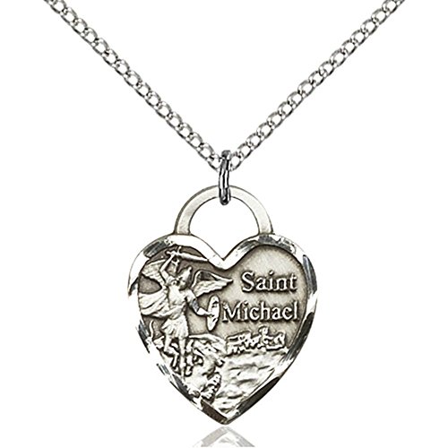 Sterling Silver St. Michael The Archangel Pendant Necklace - 3/4