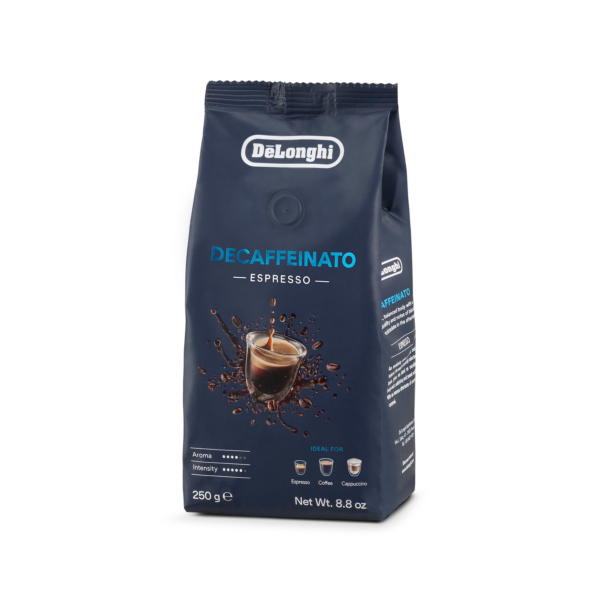 De'Longhi DLSC603 Premium Decaffeinated Coffee Beans - 250g for Rich & Smooth Flavor - Perfect for Home Brewing, Office Use & Gifts