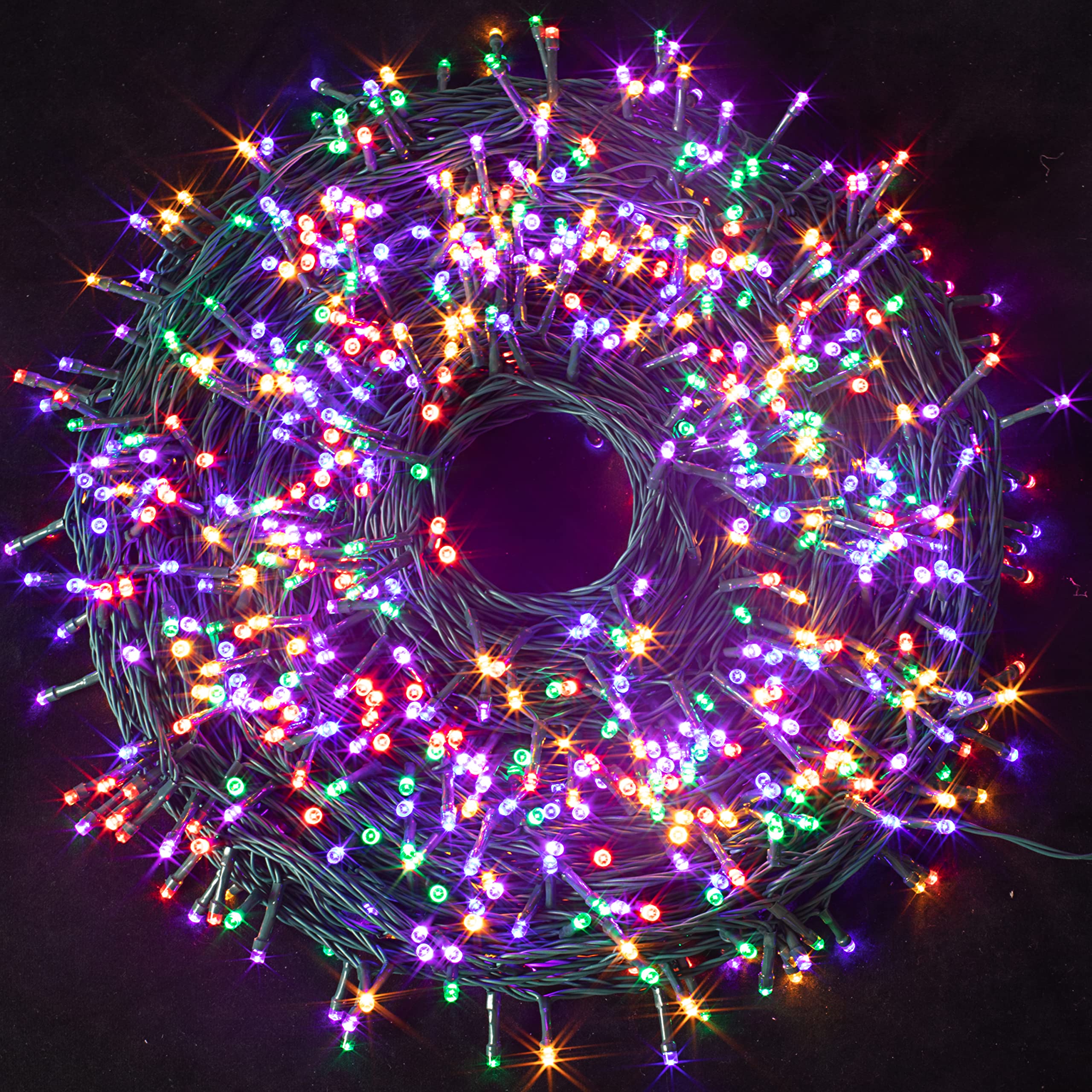 271.98 FT 800 Count Christmas Multicolor LED String Lights - 8 Lighting Modes, F5 Bulbs, Green Wire for Indoor & Outdoor Holiday Decorations - Perfect for Christmas Trees, Home, Party, and Garden Decoration