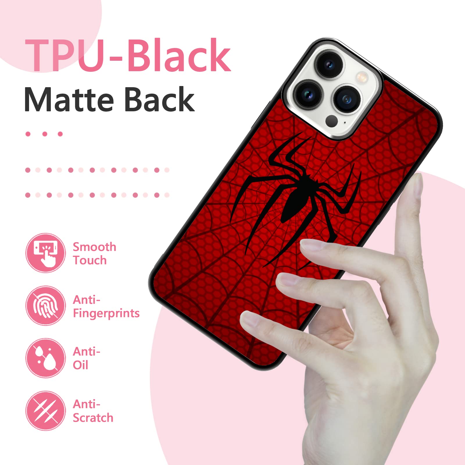 Spider Web iPhone 13 Pro Max Case - Shockproof Protective Phone Cover for iPhone 13 Pro Max 6.7 Inch | Cute Cool Design for Men Women Boys Girls | Perfect for Outdoor Activities, Daily Use & Gift Giving (Black/Red)