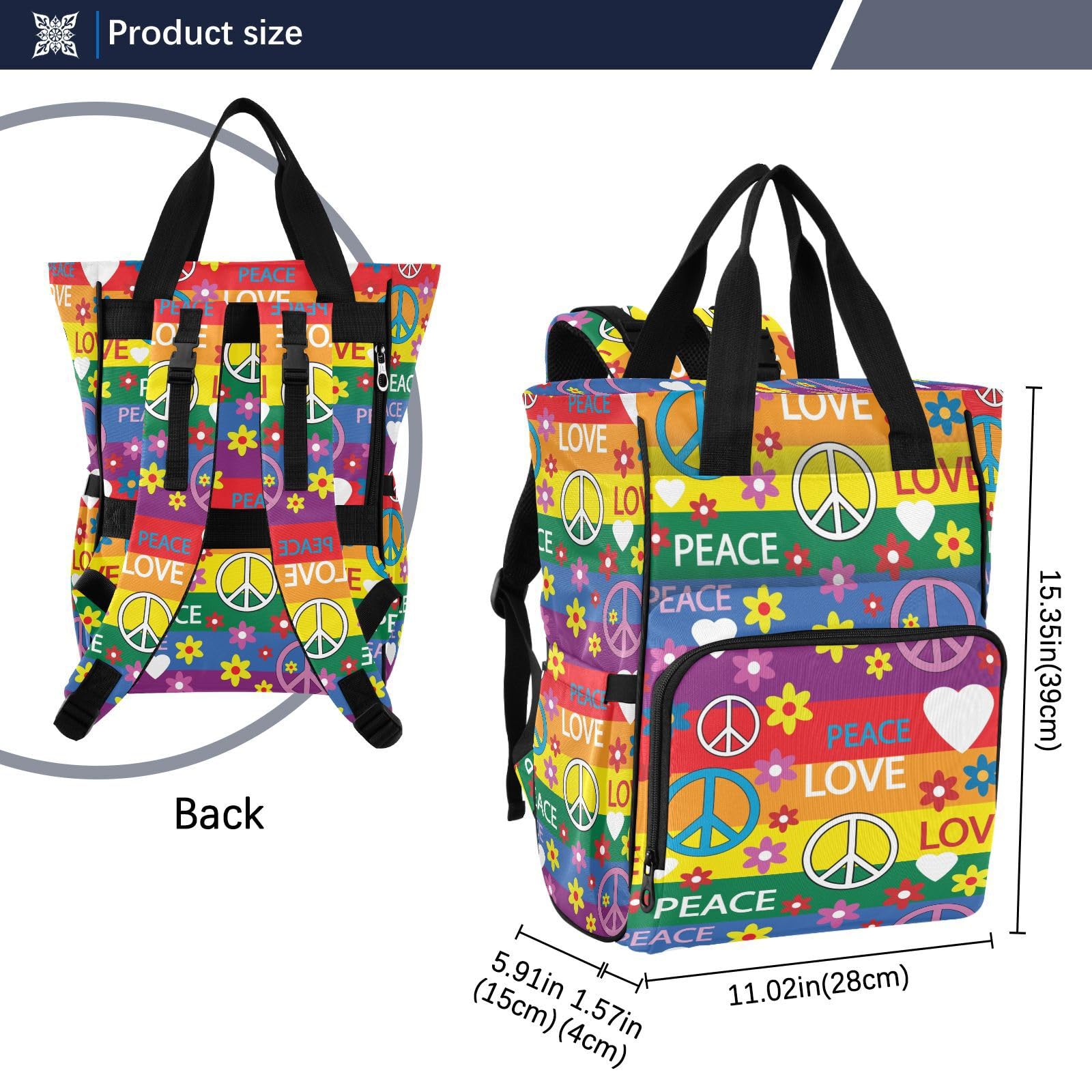 **Hippie Diaper Backpack for Baby Boys & Girls – Large Travel Diaper Bag with Stroller Straps, Bottle Storage & Insulated Pockets – Perfect for Shopping, Hiking, Baby Showers & Parenting On-The-Go**    *(Note: This optimized title includes keywords like 