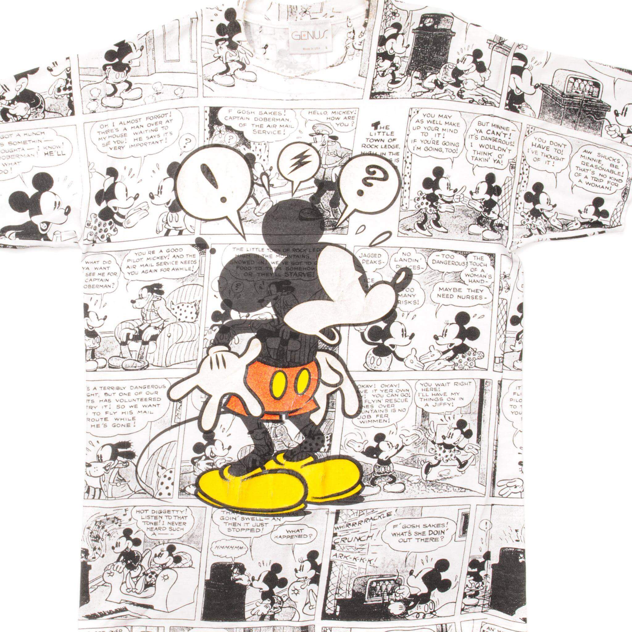 Vintage Disney Mickey Mouse All Over Print T-Shirt - Large Size - Made in USA - Casual Wear & Gift for Disney Fans