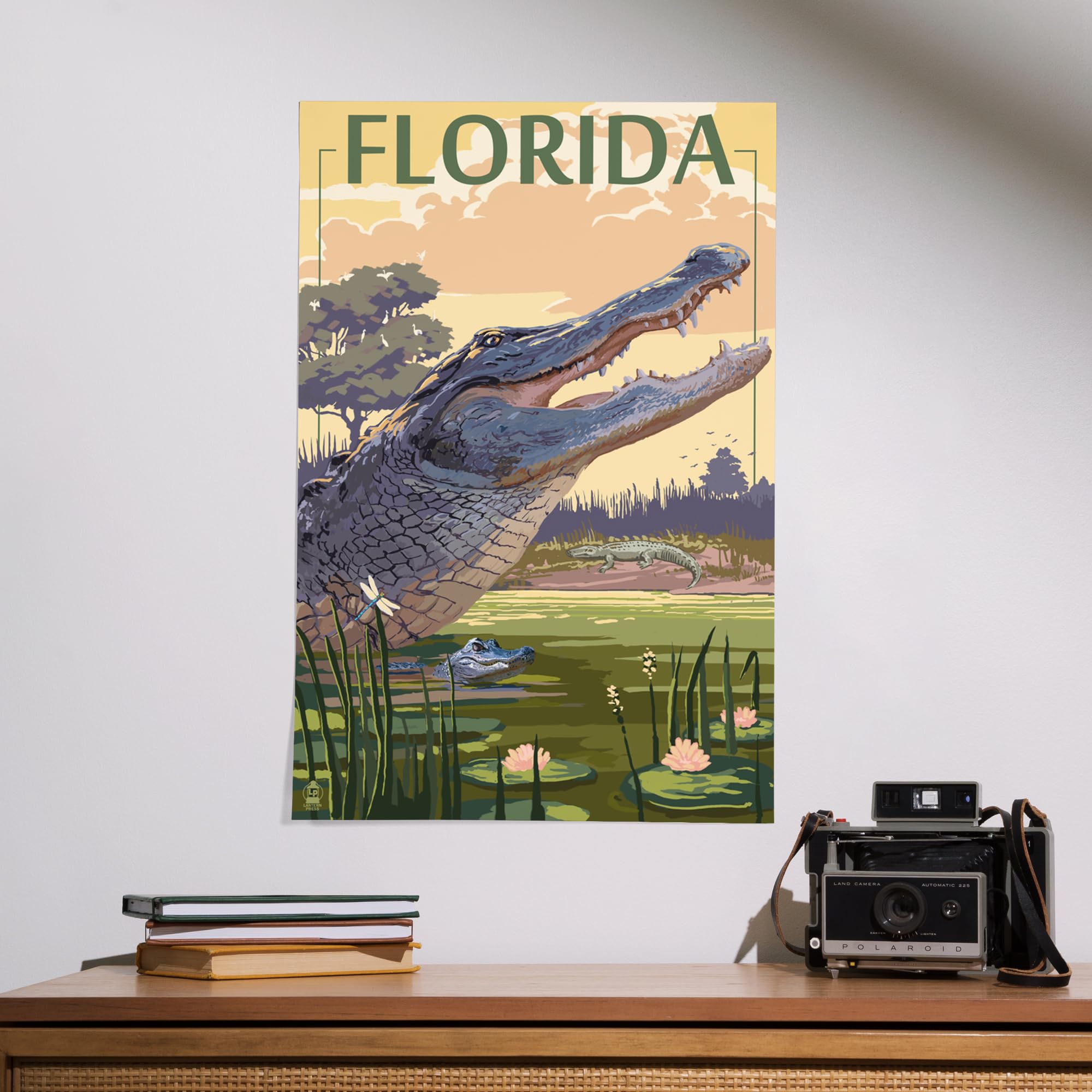 Lantern Press 16x24 Inch Giclee Art Print - Florida Alligator Wildlife Scene - Perfect for Home Decor, Office Wall Art & Nature Lover Gifts