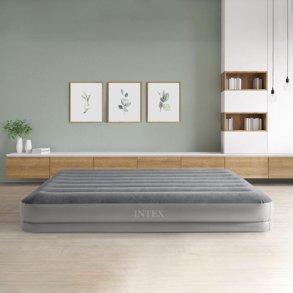 Intex Dura-Beam Standard Series Prestige Mid-Rise Air Mattress with Built-in USB Air Pump - Fast Inflation for Camping, Guest Beds & Home Use