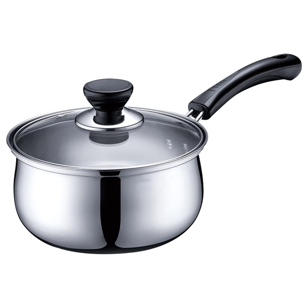 Premium 18cm Stainless Steel Saucepan with Glass Lid - Nonstick Milk Pot, Sauce Pan for Cooking, Boiling & Simmering - Ideal for Kitchen, Home & Professional Use