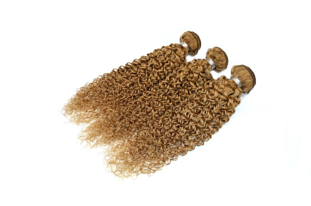 6A Grade Brazilian Virgin Hair Kinky Curly Human Hair Weave Extensions - 3 Bundles 26 Inches #27 Blonde Color - Natural Looking Curly Hair for Black Women - Perfect for Daily Wear, Special Occasions & Protective Styling
