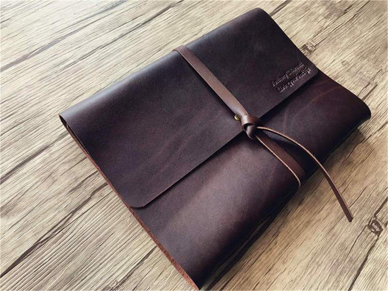 Personalized Engraved Leather Scrapbook Album - Large Photo Book for Wedding, Baby, Travel & Family Memories | Premium Gift for Anniversary, Birthday & Special Occasions