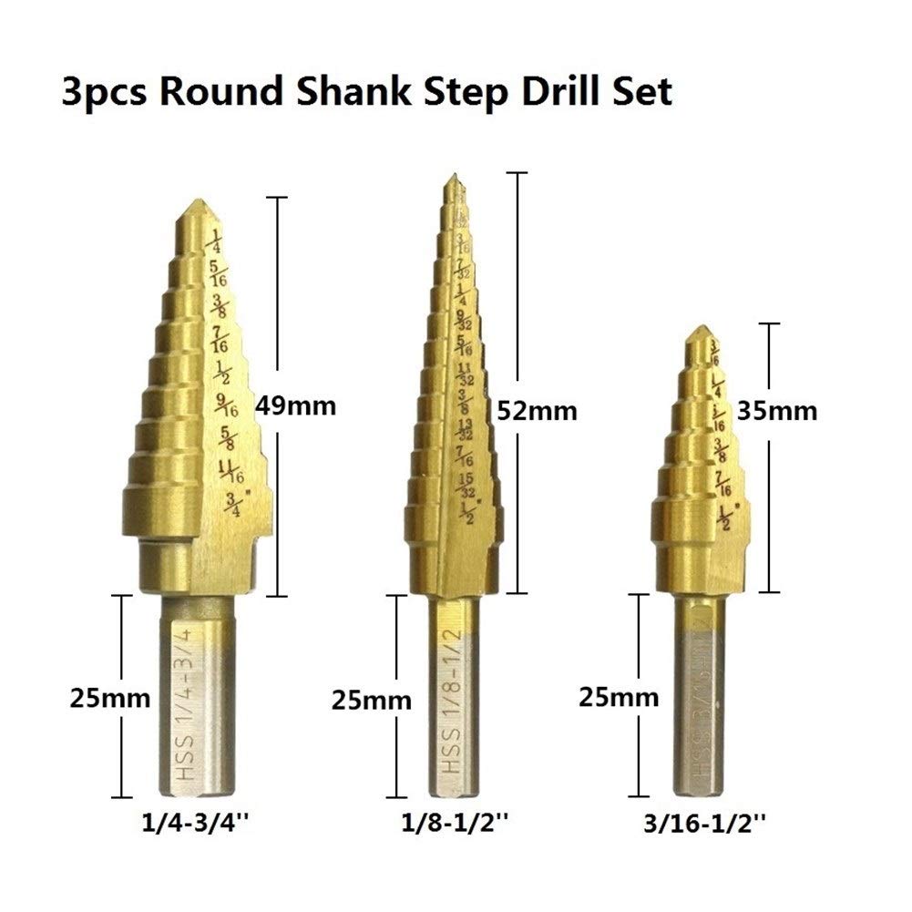 Titanium Coated HSS Step Drill Bit Set 1/8