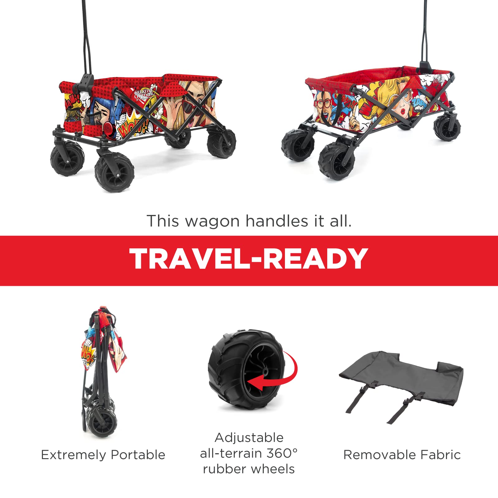 Best Collapsible Outdoor Wagon for Kids - All Terrain Push Pull Stroller with Foldable Design | Perfect for Beach, Park, Garden, Camping & Sports Activities | Heavy Duty Cargo Cart for Family Outings