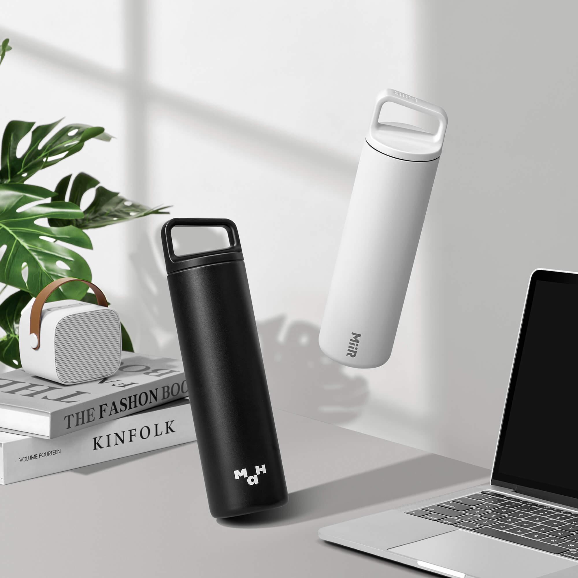 Premium Vacuum Insulated Stainless Steel Water Bottle by MaH & MiiR - Keeps Drinks Hot/Cold for 24 Hours - Perfect for Hiking, Camping & Office Use
