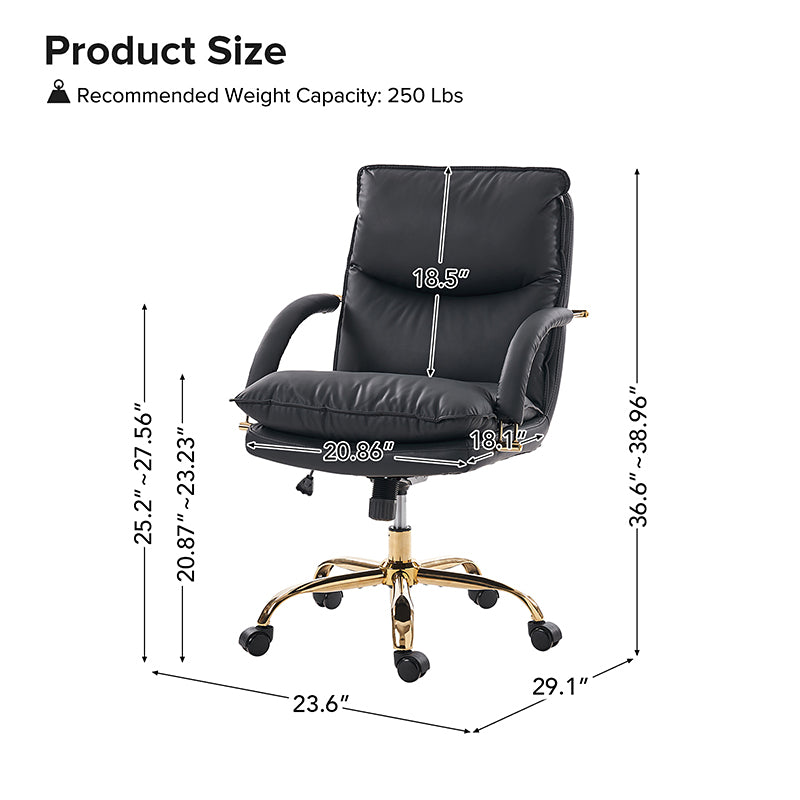 Waterproof PU Leather 360-Degree Swivel Office Chair - Ergonomic Desk Chair for Home & Office Workspace - Perfect for Long Hours of Sitting, Gaming, and Conference Rooms
