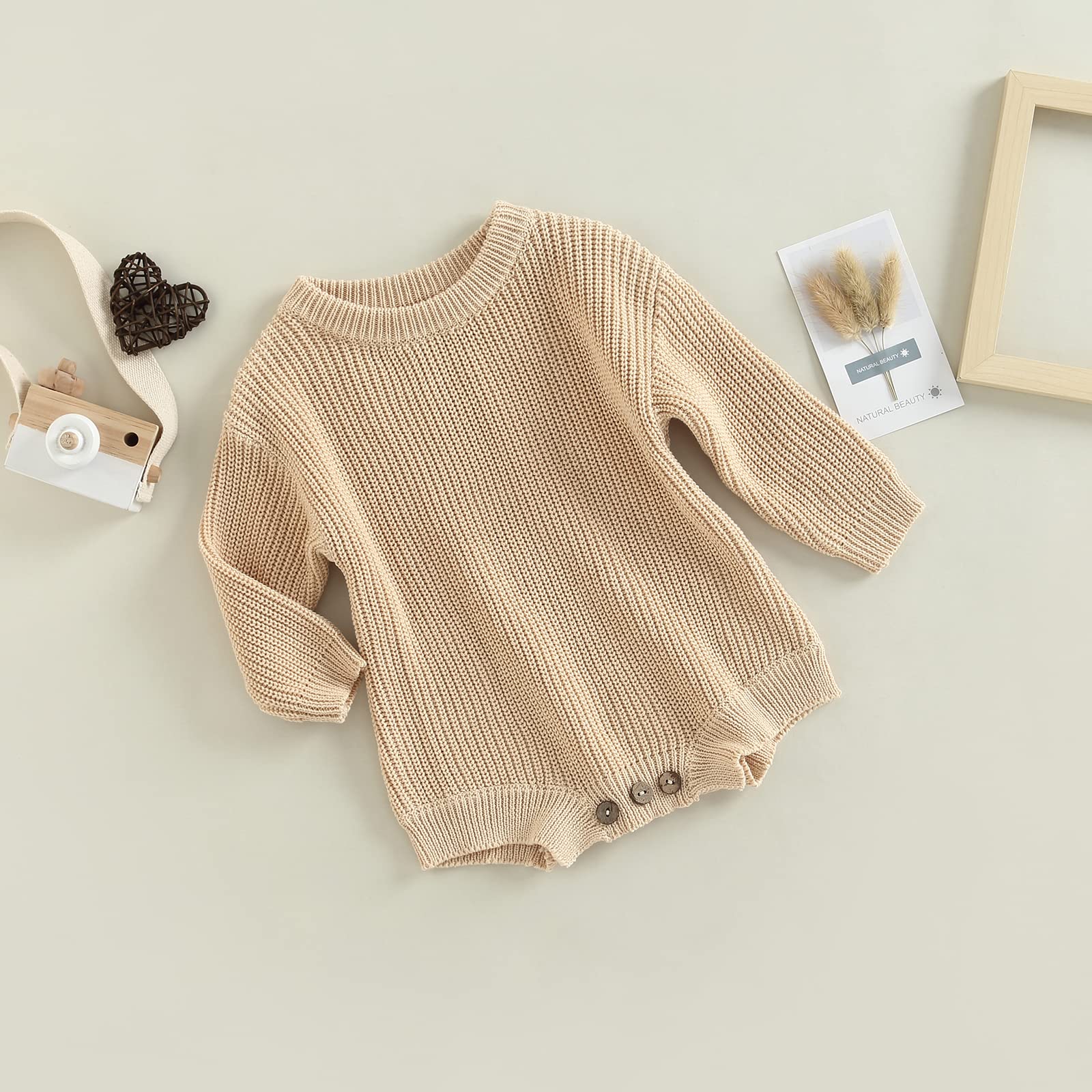 FYBITBO Baby Girl & Boy Knit Sweater Romper Onesie - Soft Oversized Pullover for Newborns - Warm Fall & Winter Outfit - Perfect for Family Photos, Holiday Gatherings & Cozy Indoor Playtime
