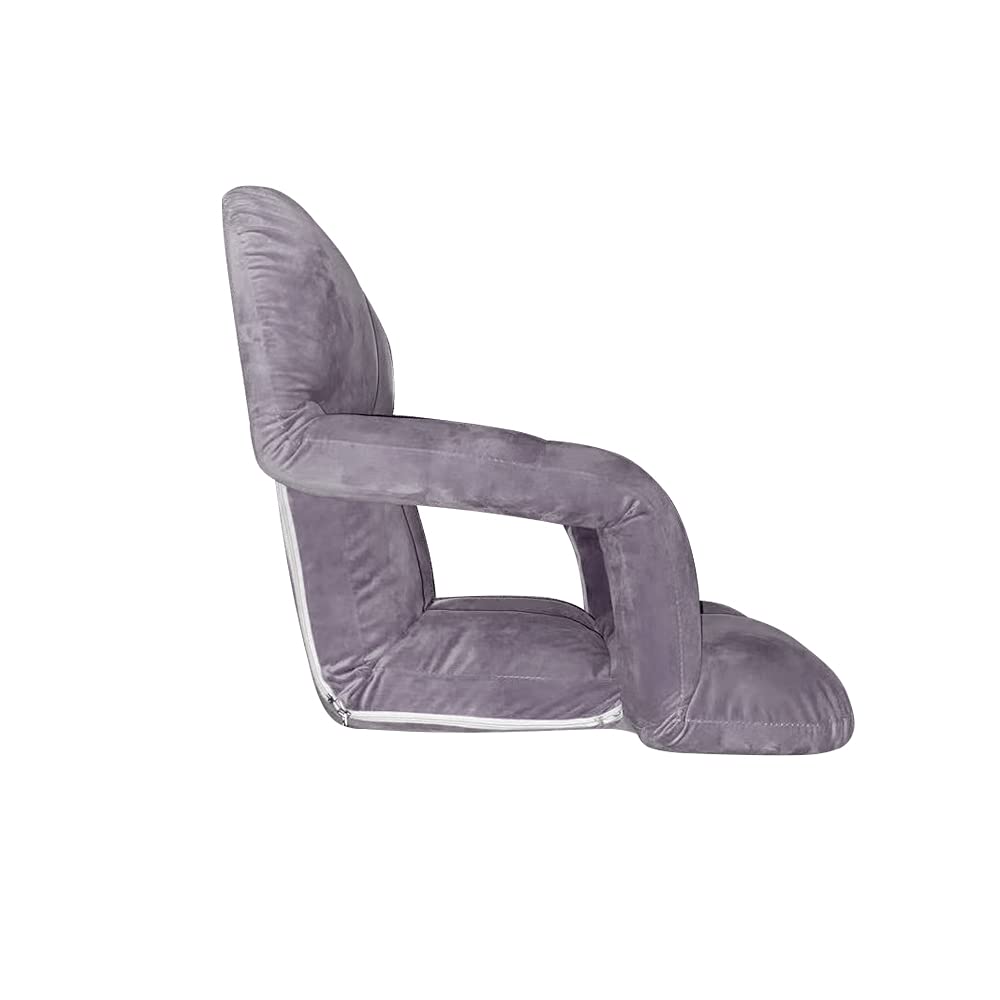 WoodShine Adjustable 6-Position Padded Floor Chair with Arms - Foldable Floor Seating for Gaming, Meditation & Reading - Ergonomic Back Support - 43
