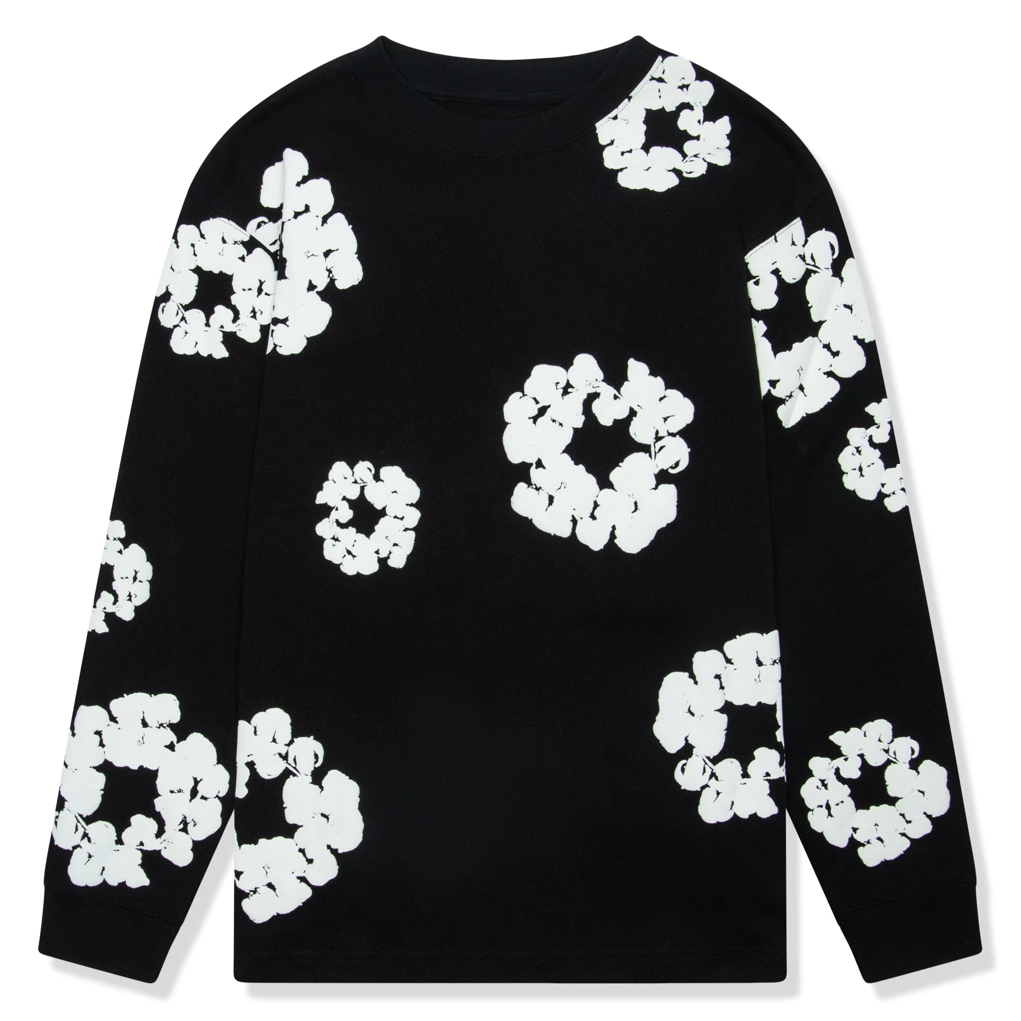 Denim Tears Cotton Wreath Long Sleeve Black T-Shirt for Men | Vintage Streetwear Fashion | Perfect for Casual Outfits and Urban Style