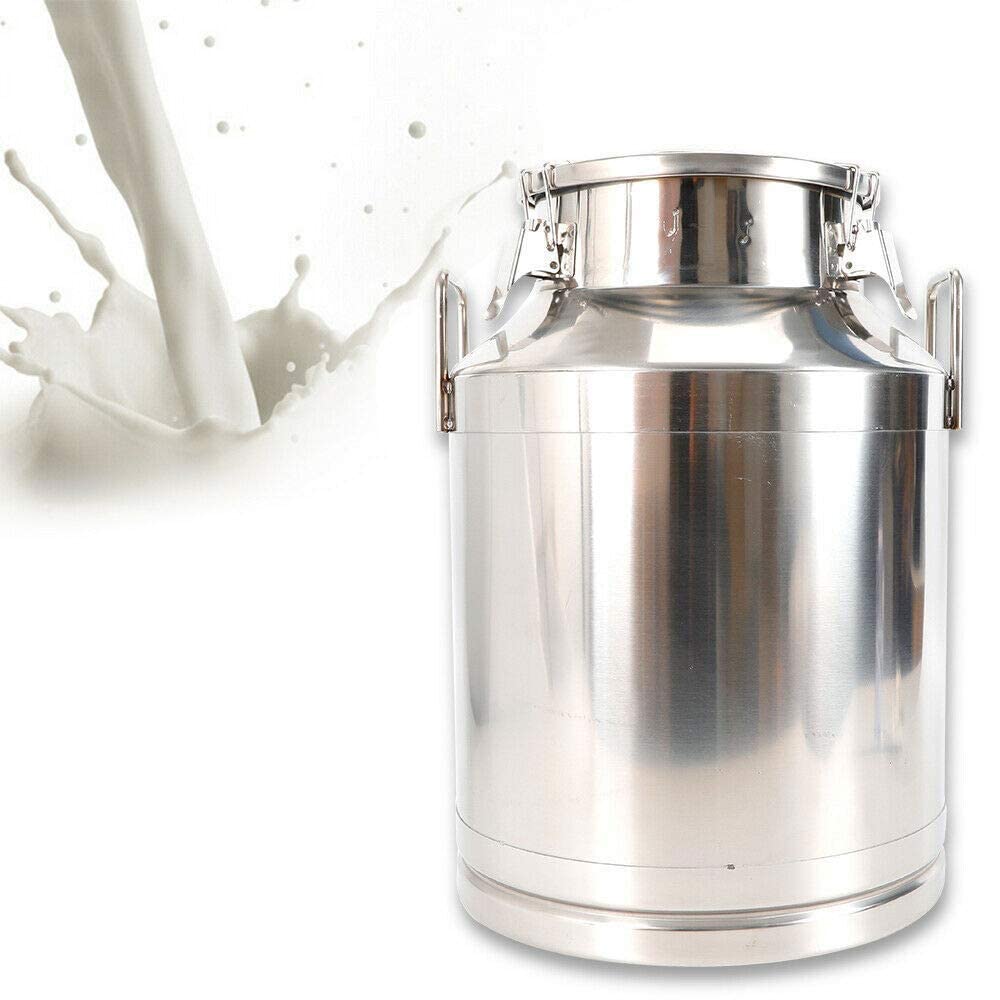 50L/13.25 Gallon Stainless Steel Milk Transport Can - Vintage Style Silicone Sealed Bucket for Milk, Wine & Liquid Storage (US Stock) - Perfect for Dairy Farms, Vineyards & Home Brewing